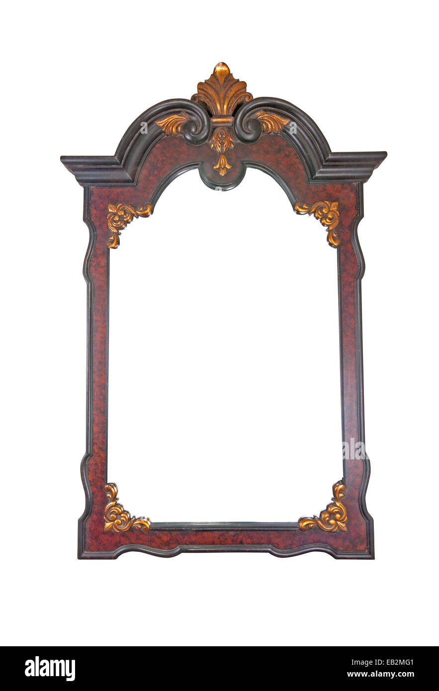 Grande specchio decorativo ornato di telaio in legno Foto Stock