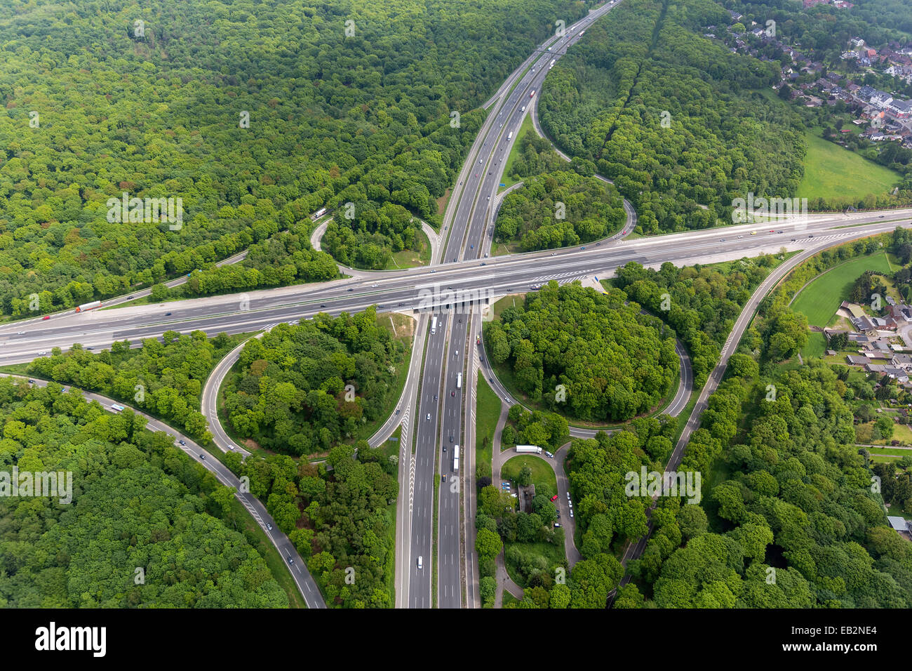 Vista aerea da Oberhausen-Nord, Oberhausen giunzione autostradale, autostrade A2, A3 A516, Sterkrade-Nord, Oberhausen Foto Stock