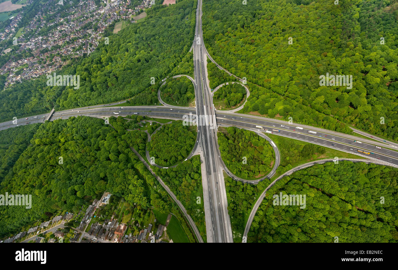 Vista aerea da Oberhausen-Nord, Oberhausen giunzione autostradale, autostrade A2, A3 A516, Sterkrade-Nord, Oberhausen Foto Stock