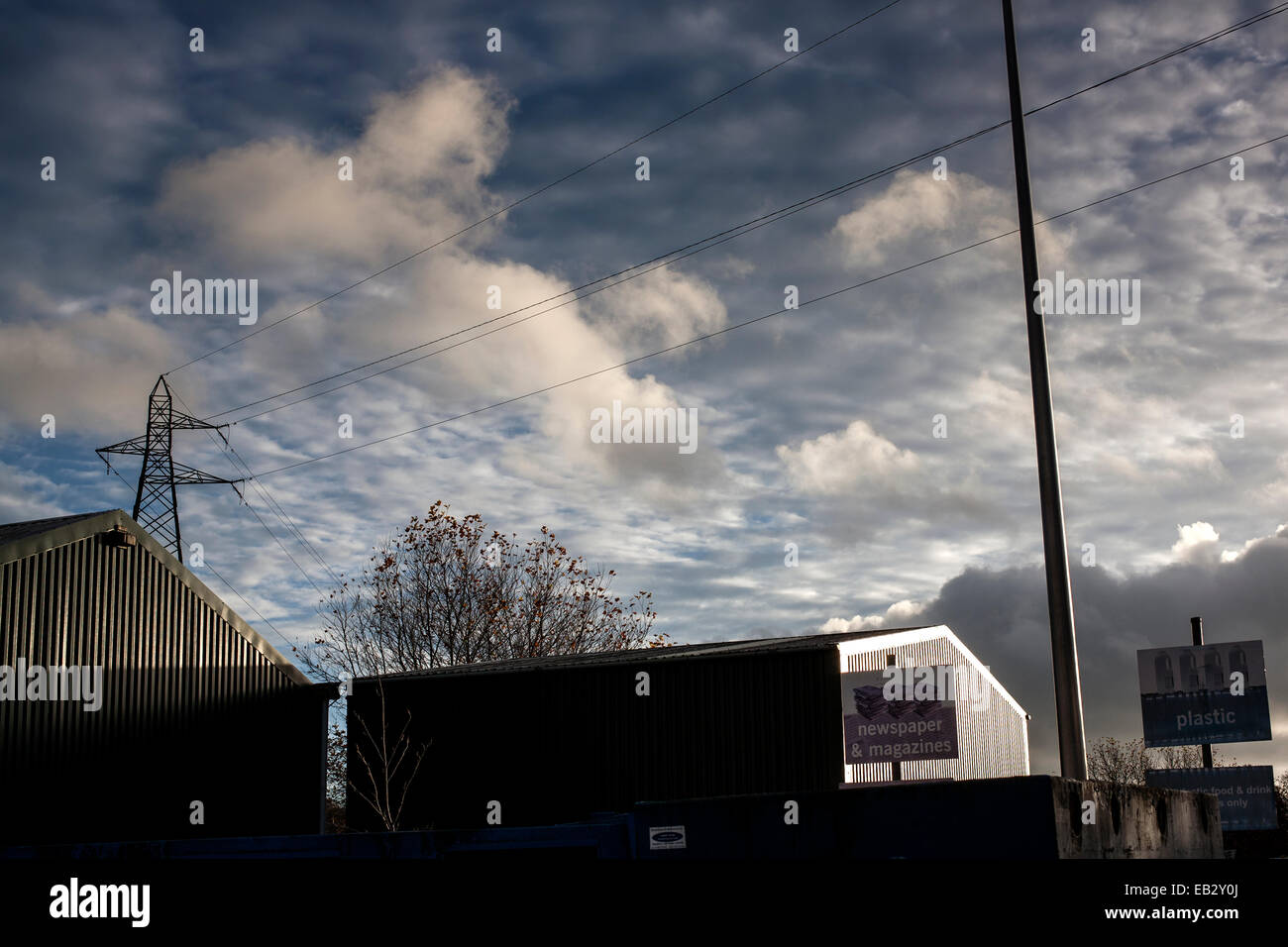 Brunel impianto di riciclaggio in Newton Abbot,rifiuti, impianti, immondizia, processo, raccolta, elaborazione, business, produzione, mucchio di rottami Foto Stock