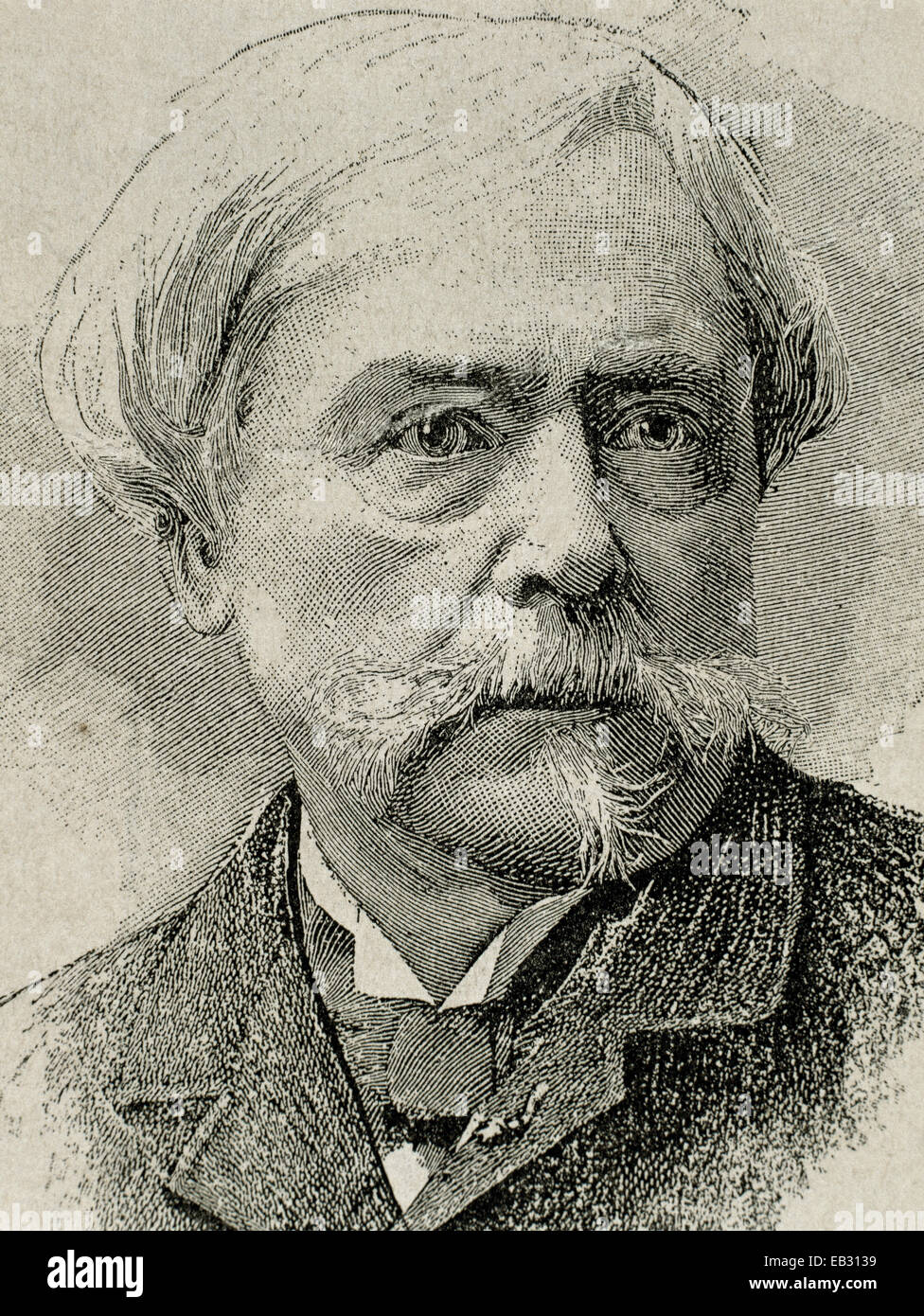 Edmond de Goncourt (1822-1896). Lo scrittore francese, critico letterario, critico d'arte. Ritratto. Incisione. Xix secolo. Foto Stock