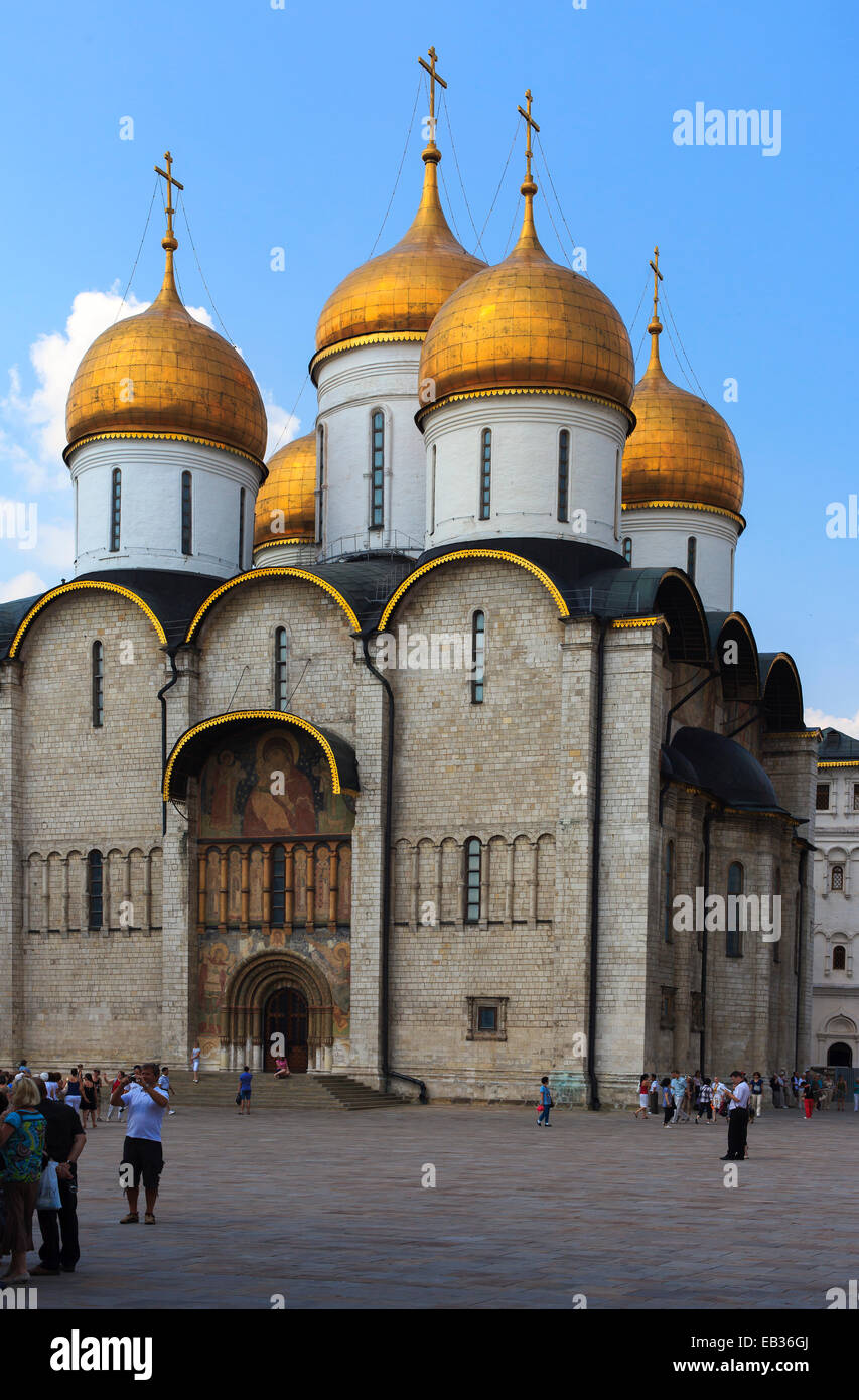 La cattedrale della Dormizione o Uspensky Sobor al Cremlino, Moskau, Oblast di Mosca, Russia Foto Stock