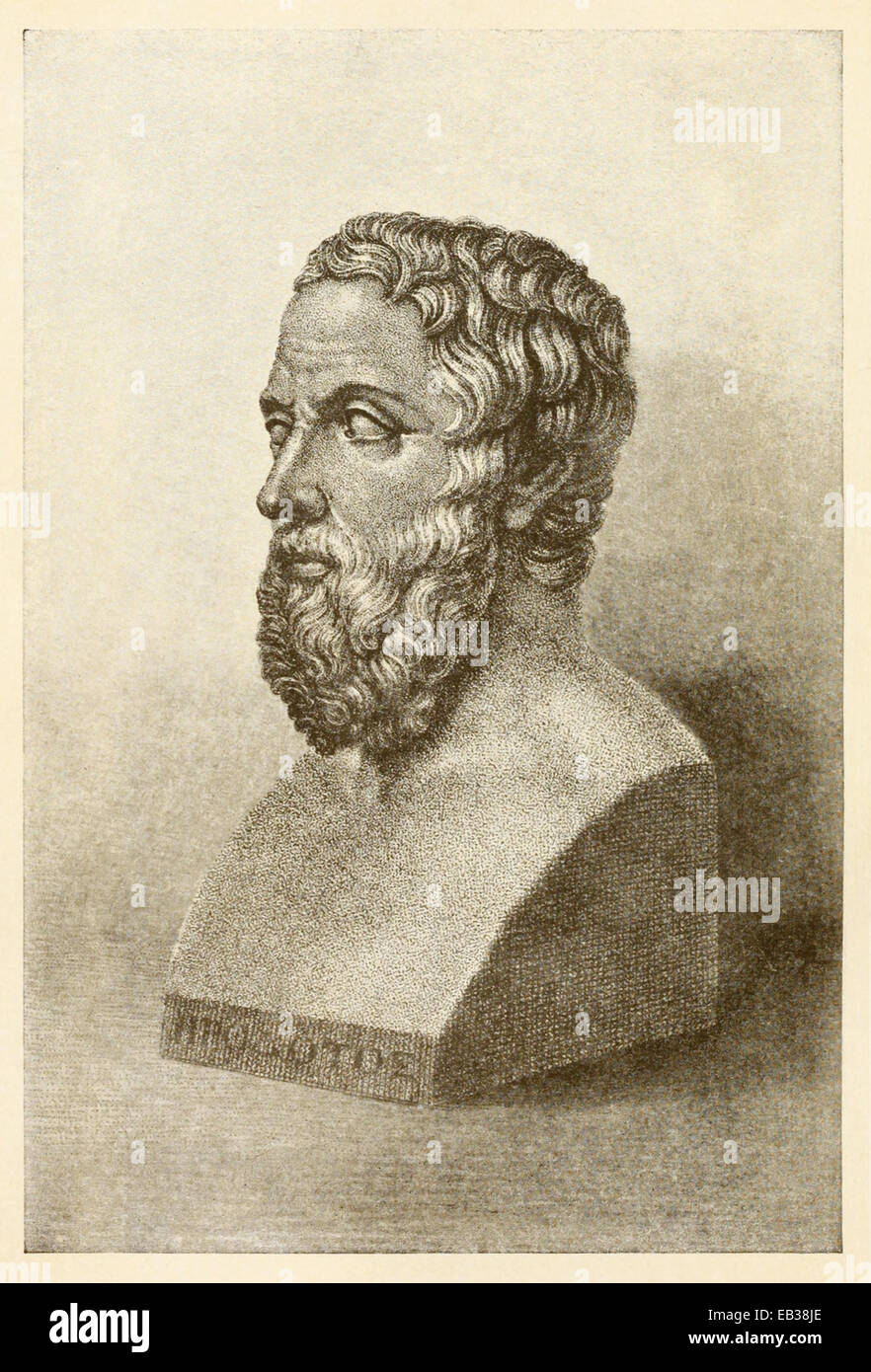 Disegno del busto di Erodoto (484-425BC), lo storico greco. Vedere la descrizione per maggiori informazioni. Foto Stock