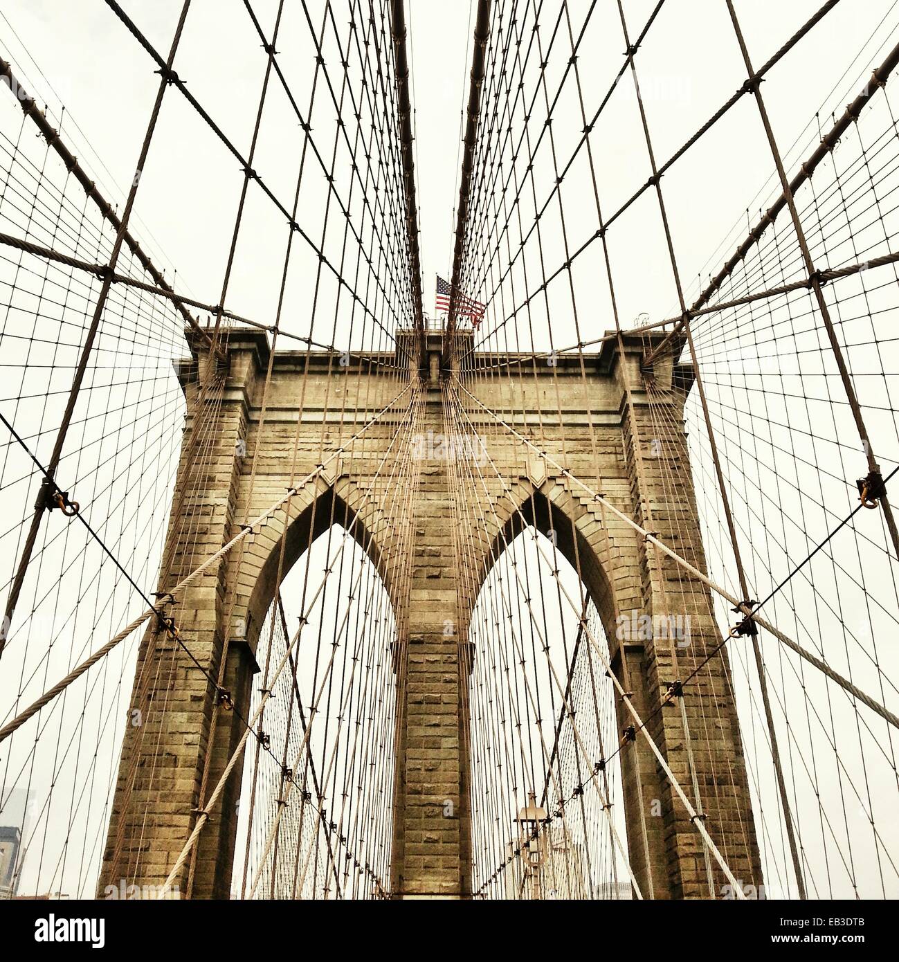 Stati Uniti d'America, nello Stato di New York, New York City, la vista del Ponte di Brooklyn Bridge Foto Stock