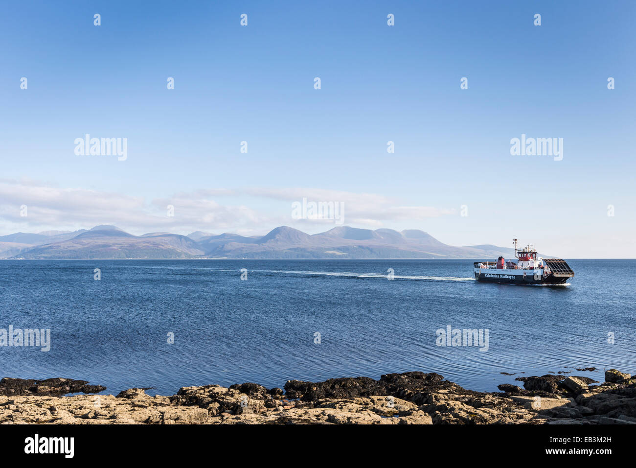 Per Claonaig Lochranza traghetto da Kintyre in Scozia. Foto Stock