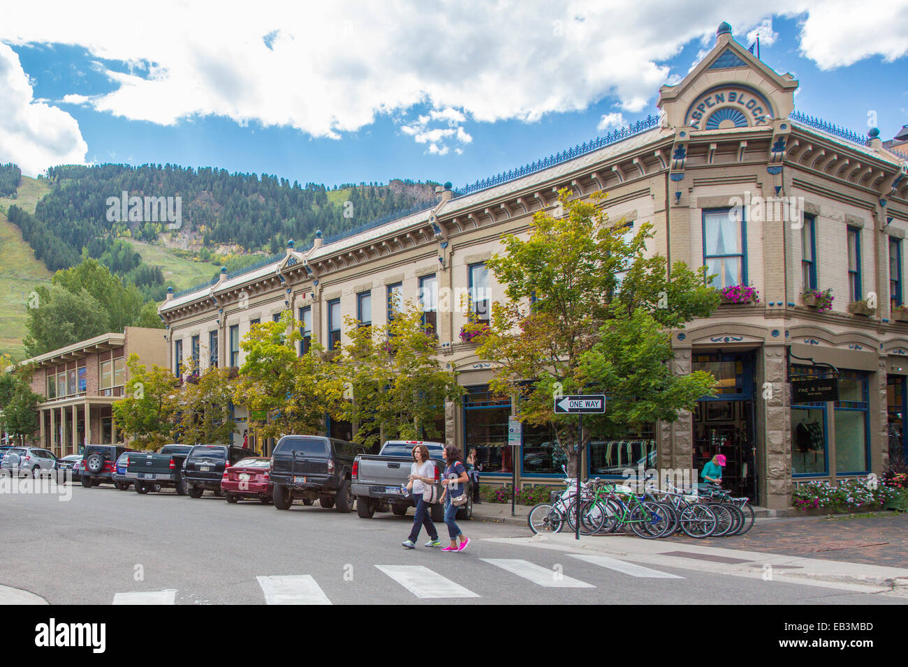 Centro di Aspen nelle Montagne Rocciose del Colorado Foto Stock