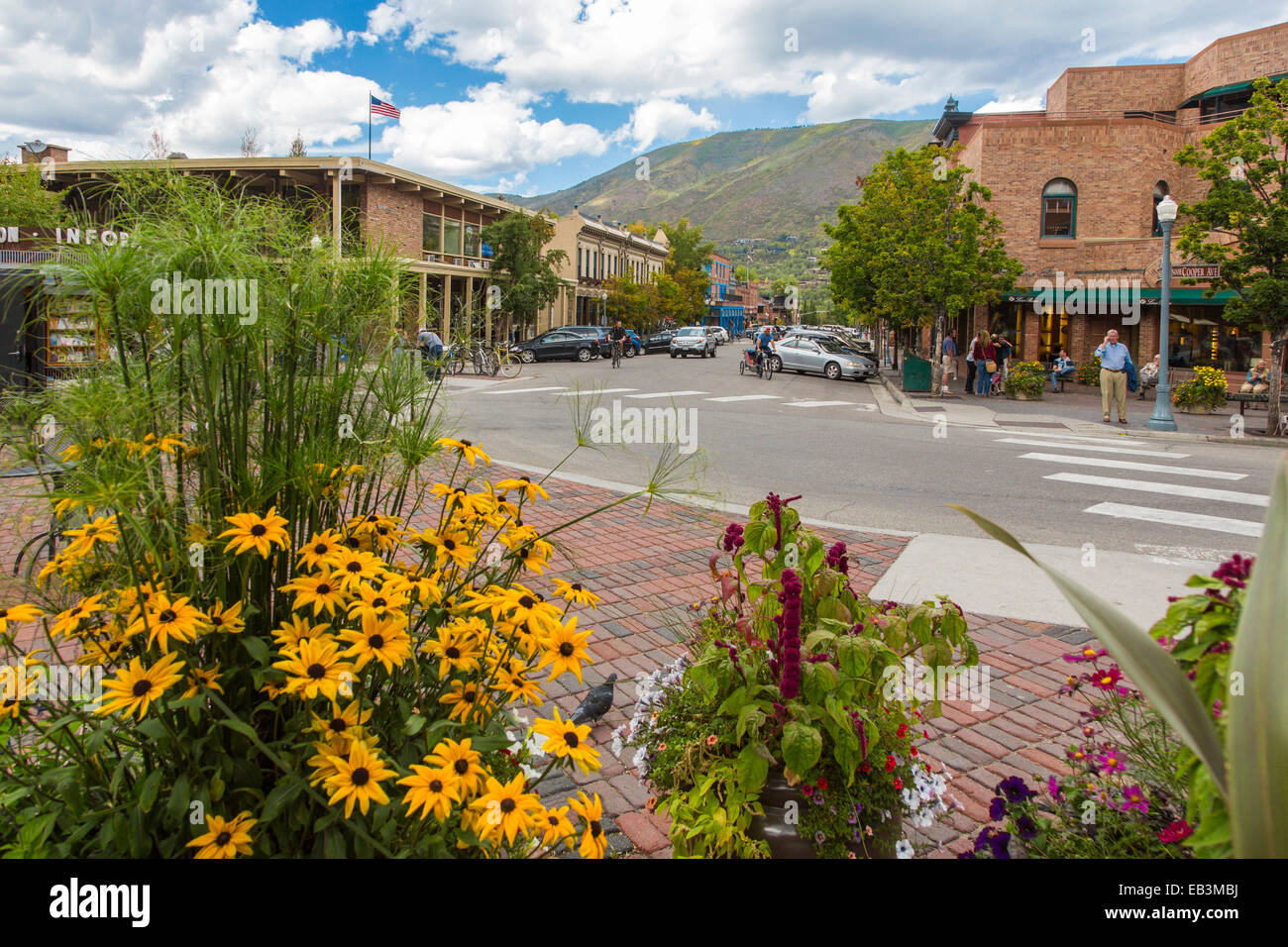 Centro di Aspen nelle Montagne Rocciose del Colorado Foto Stock