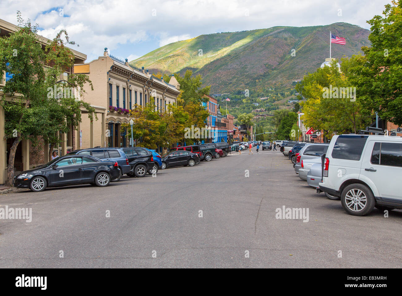 Centro di Aspen nelle Montagne Rocciose del Colorado Foto Stock