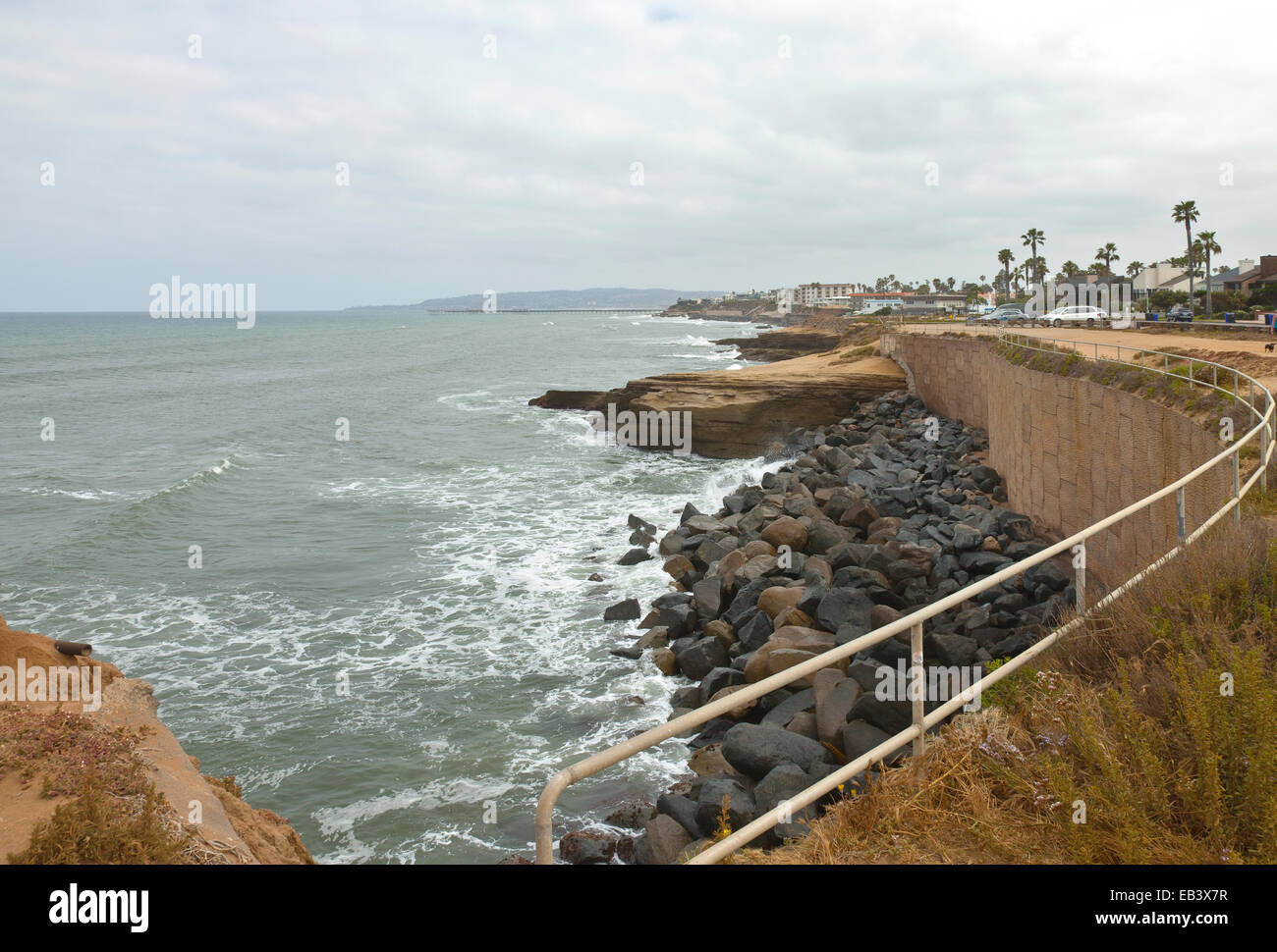 L'erosione costiera e soluzione alternativa in Point Loma della California del Sud. Foto Stock