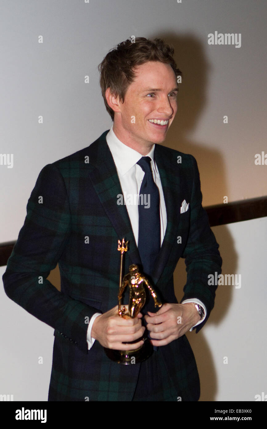 Torino, Italia, 25th Novembre 2014. L'attore inglese Eddie Redmayne riceve un premio durante il Torino Film Festival per la sua performance nel film "la Teoria Di Tutto". Foto Stock