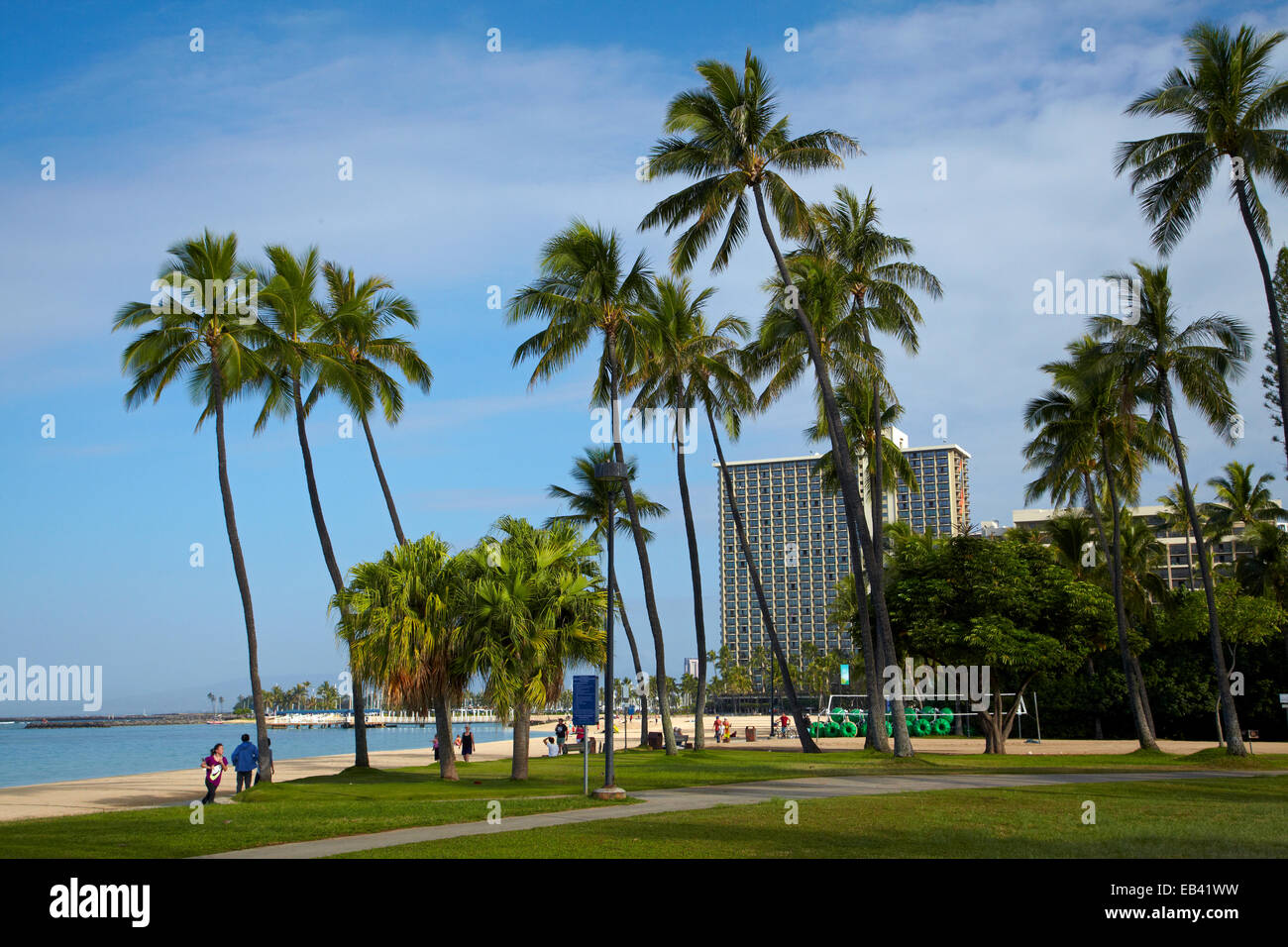 Fort DeRussy Beach Park, Waikiki, Honolulu Oahu, Hawaii, STATI UNITI D'AMERICA Foto Stock