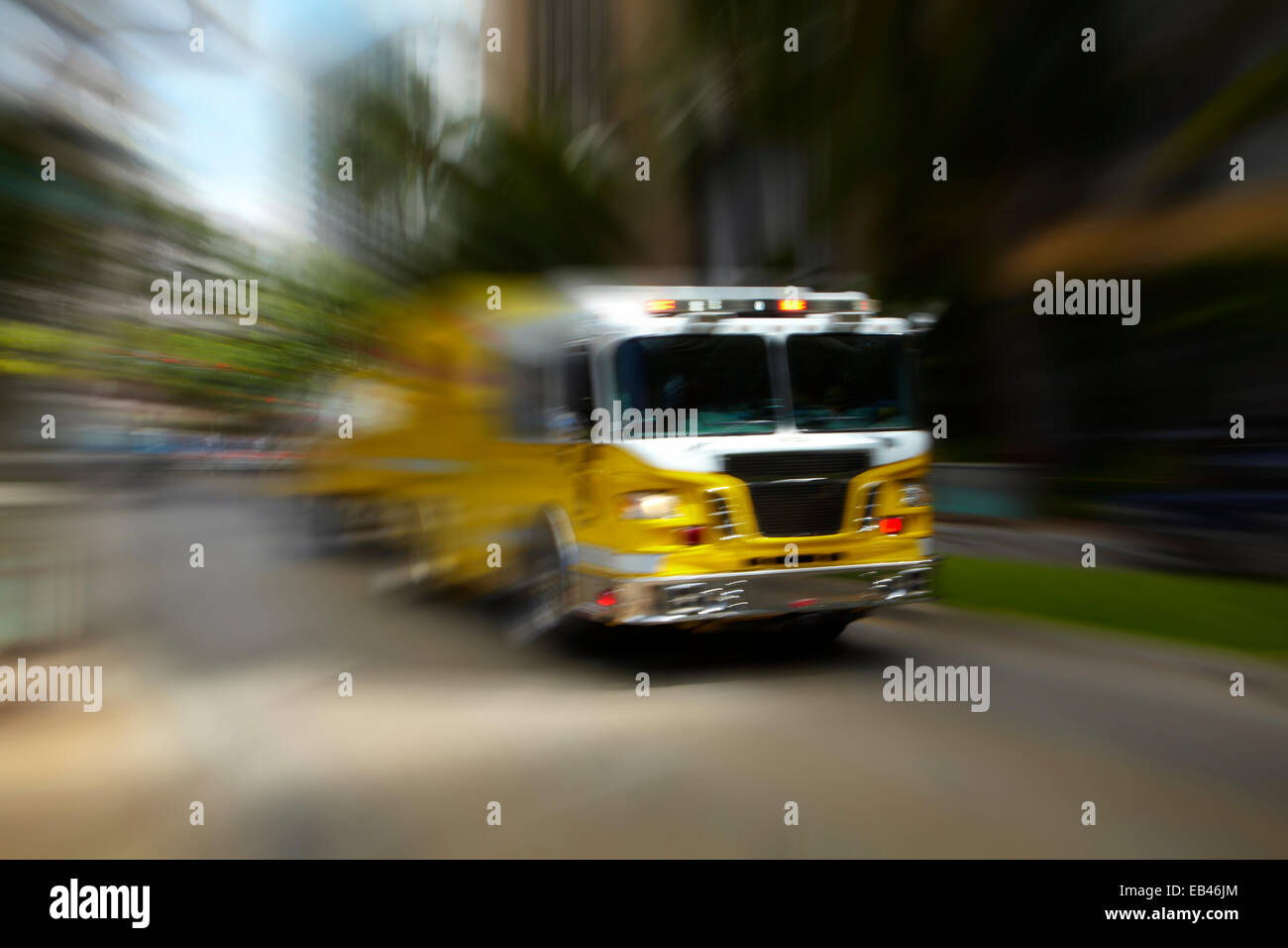 Camion dei pompieri, Waikiki, Honolulu Oahu, Hawaii, STATI UNITI D'AMERICA Foto Stock