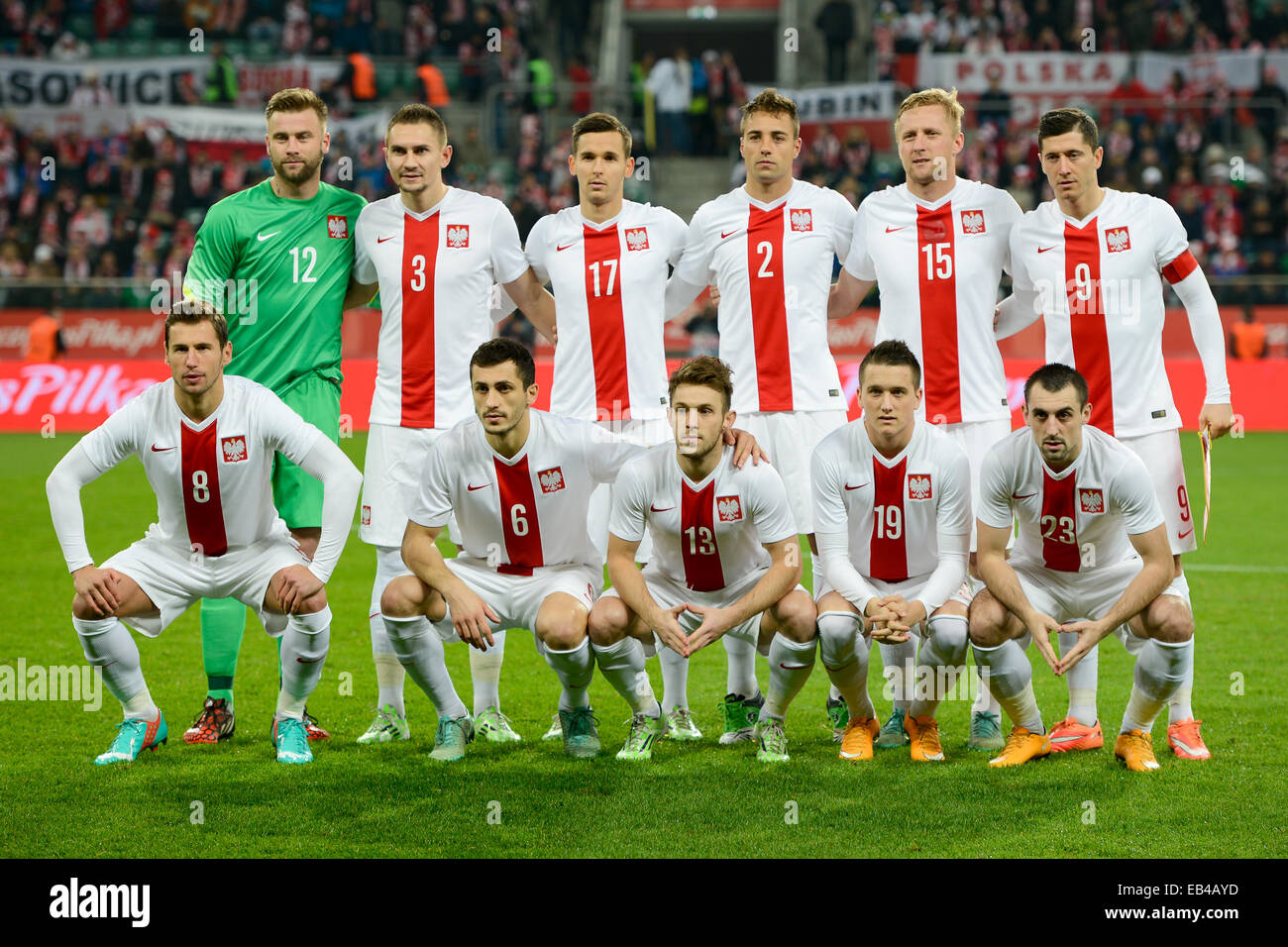 WROCLAW, Polonia - 18 novembre 2014: Polish team nazionali prima di corrispondere la Polonia - Svizzera 2:2. Foto Stock