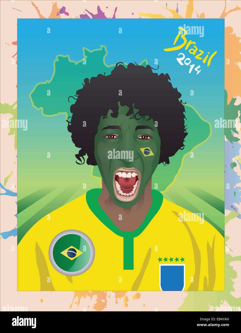 Il calcio brasiliano gridando ventola Illustrazione Vettoriale