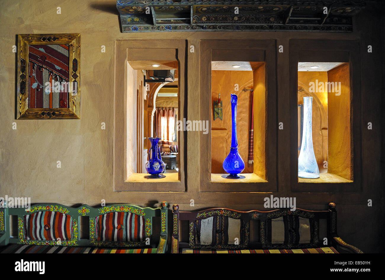 Il sud della Tunisia Djerba,un caffè bar nel Museo di Guellala Foto Stock