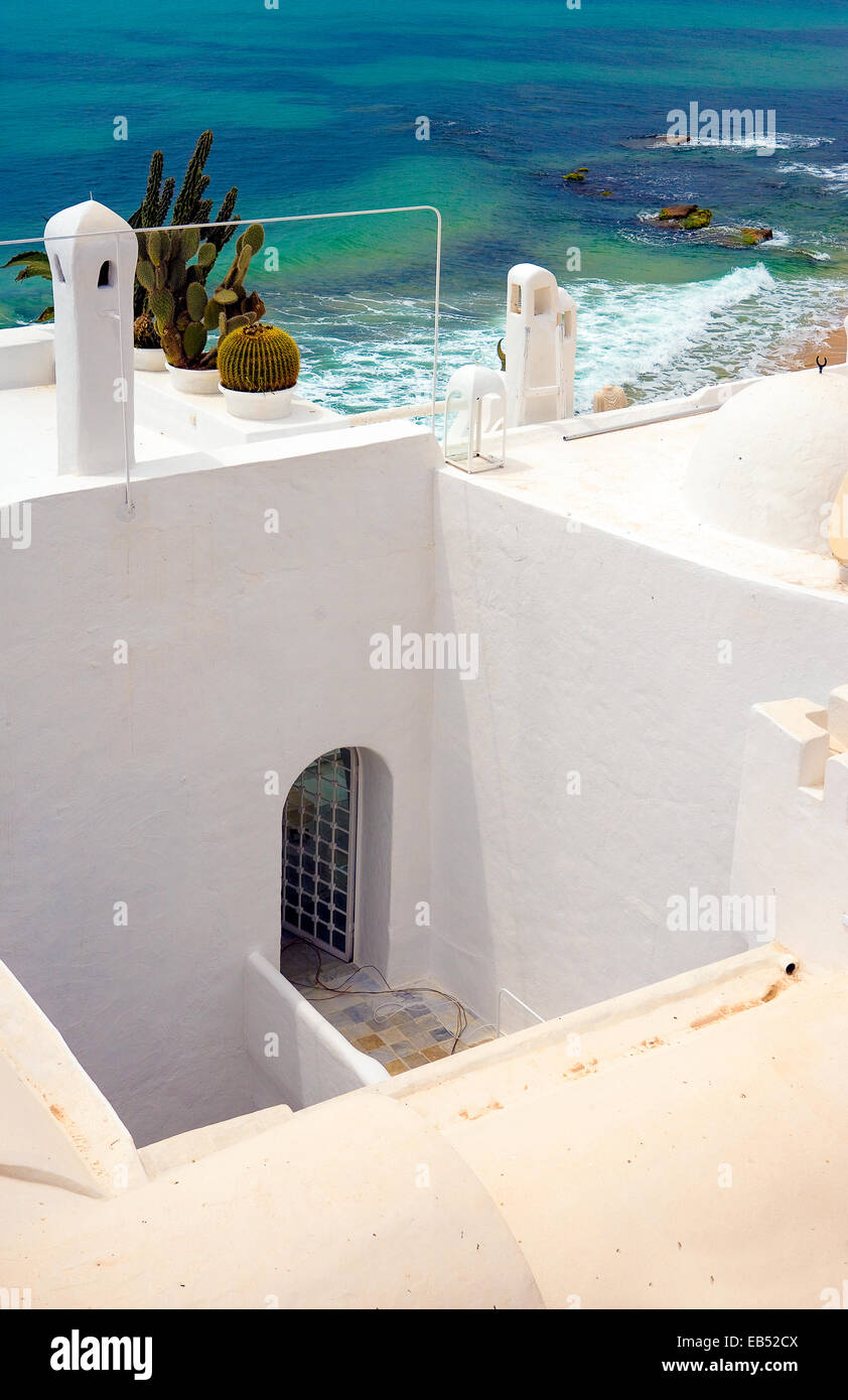 Tunisia Hammamet, tradizionale casa sul mare Foto Stock