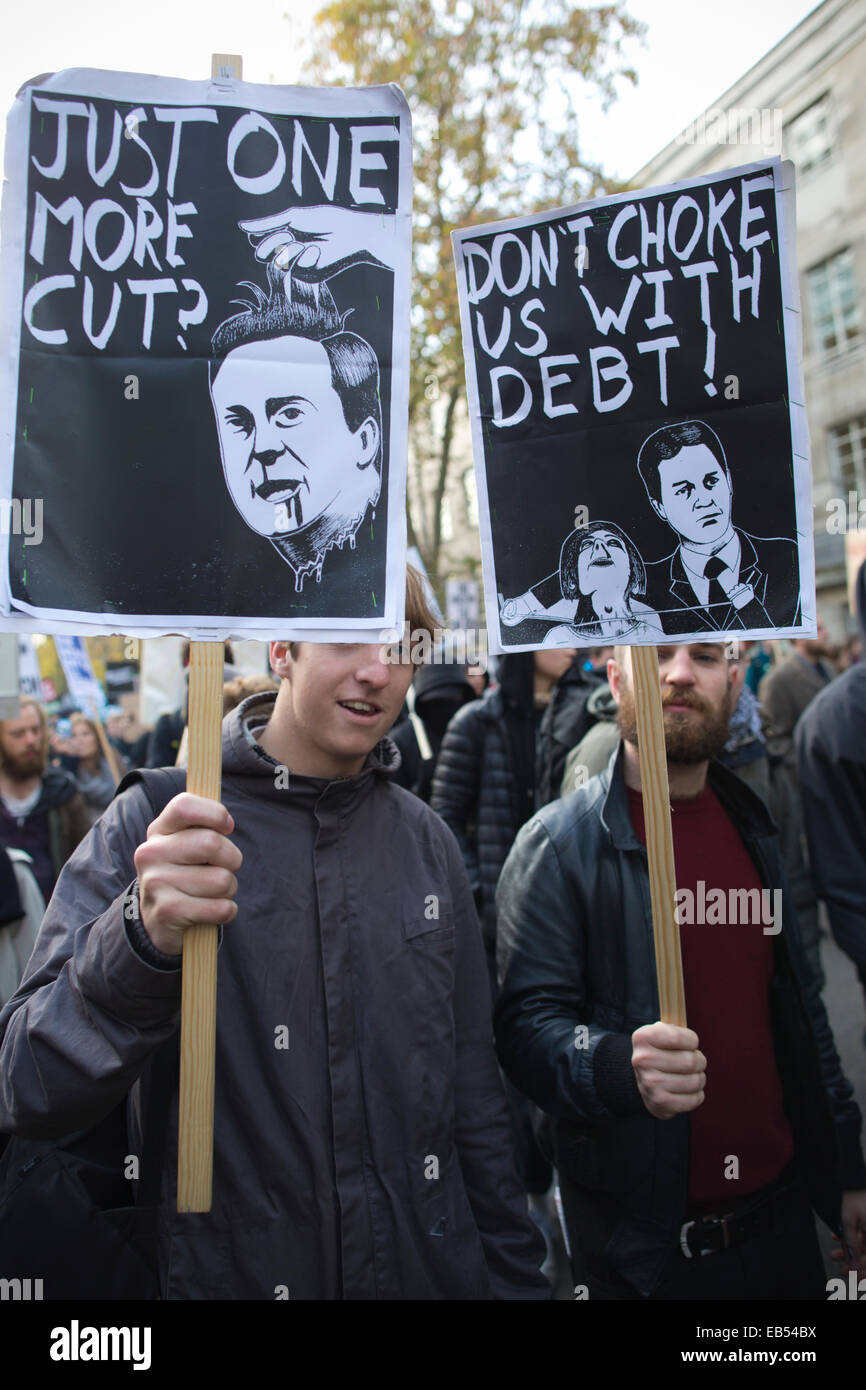 Gli studenti protestavano come parte della libera educazione degli studenti manifestazione a Londra, Regno Unito Foto Stock