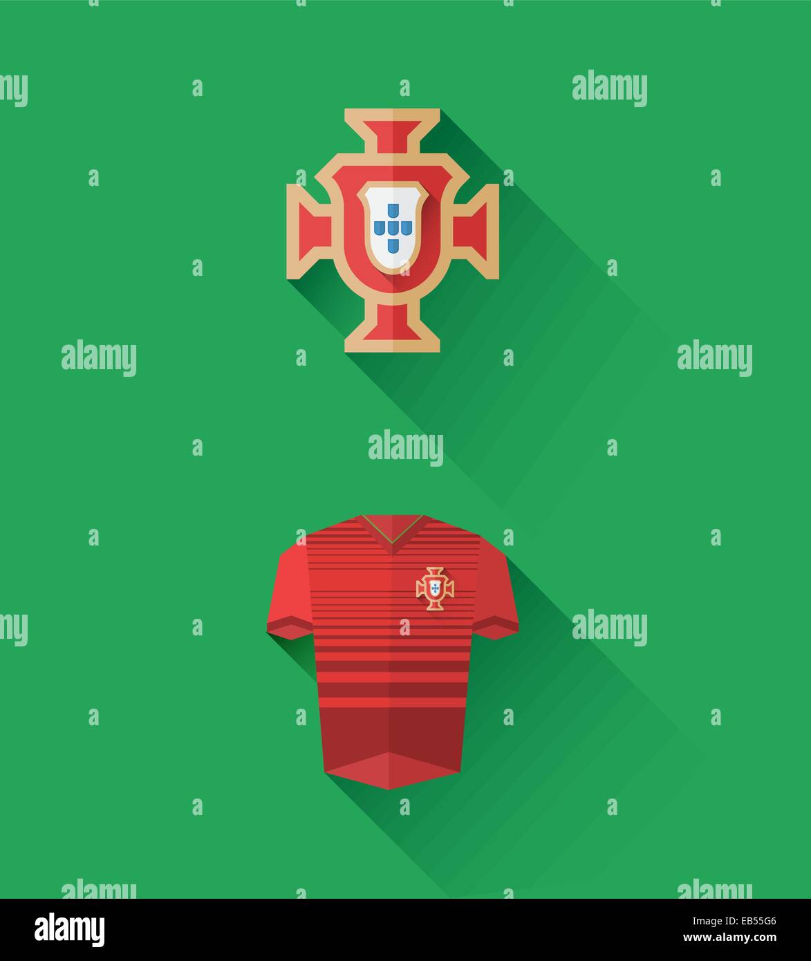 Il Portogallo jersey e vettore di cresta Illustrazione Vettoriale