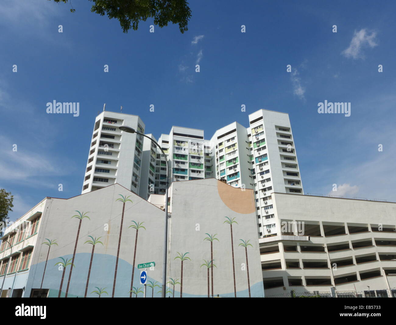 Singapore street scene della parete edilizia di pittura murale di affissioni arte etc Foto Stock