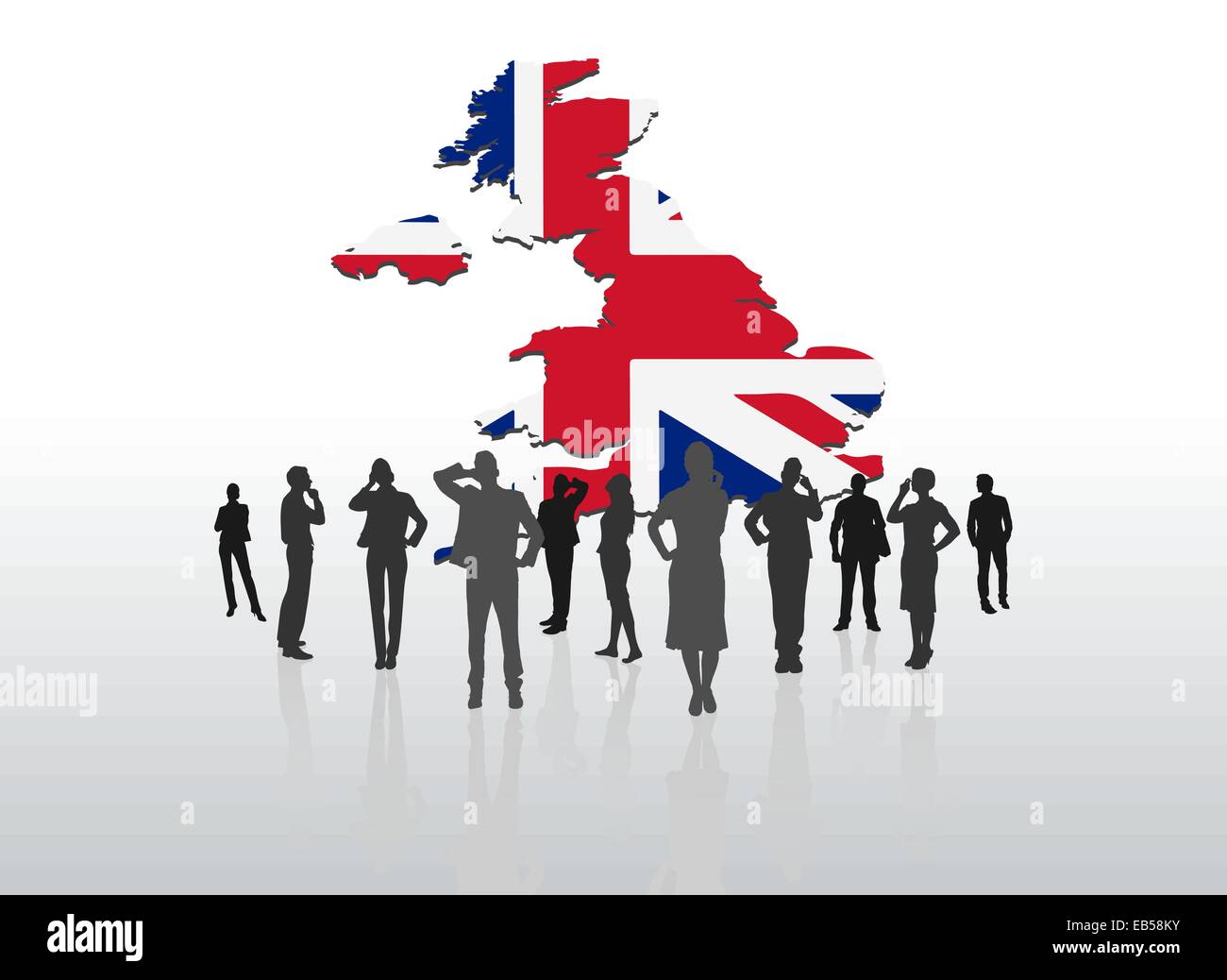La gente di affari in piedi sotto la Gran Bretagna graphic Illustrazione Vettoriale