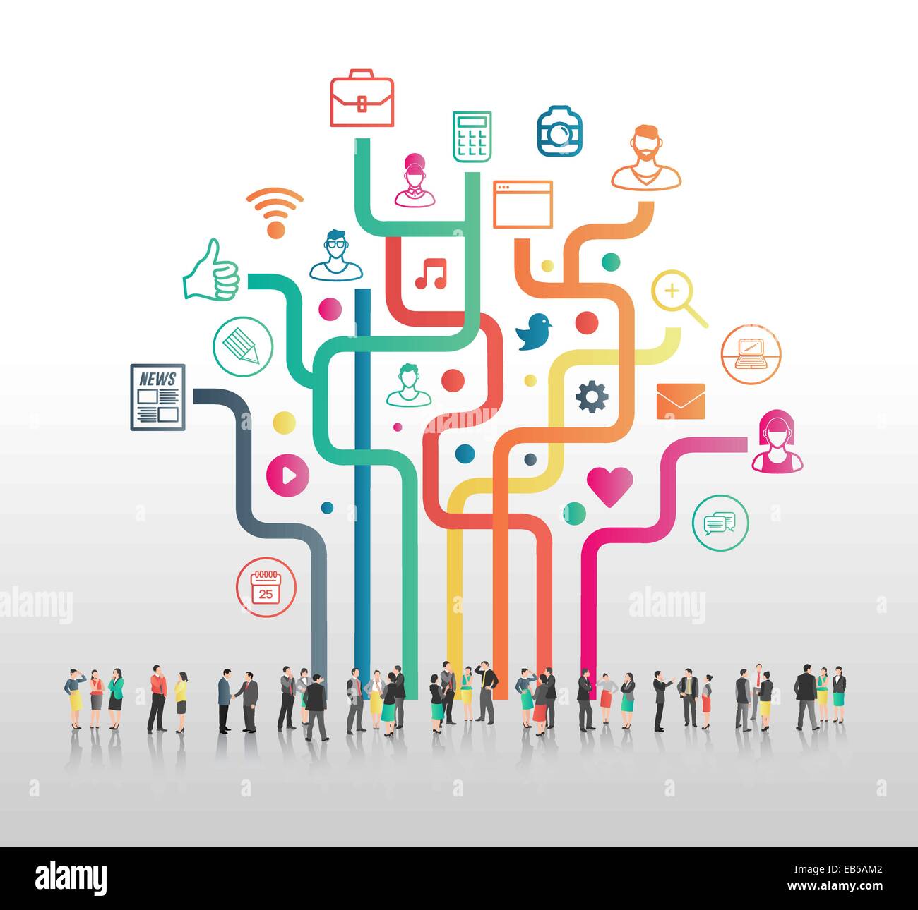 La gente di affari con le icone delle app Illustrazione Vettoriale