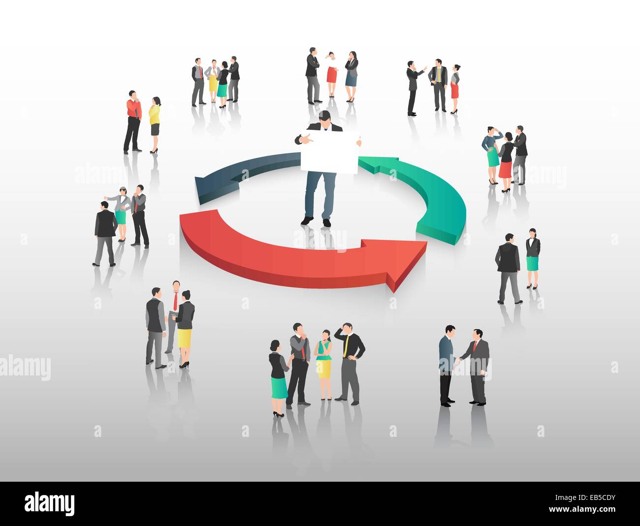 La gente di affari con cerchio di frecce Illustrazione Vettoriale