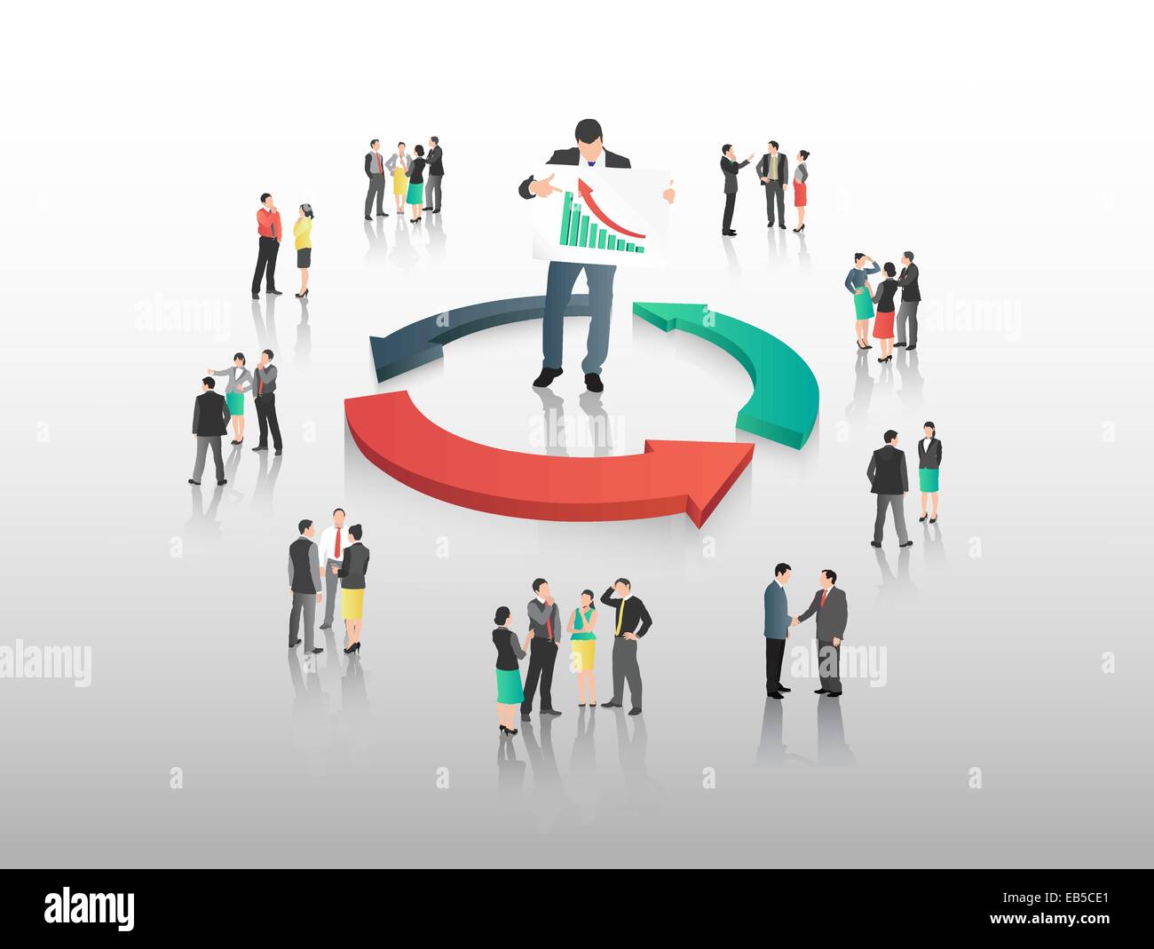 La gente di affari con cerchio di frecce Illustrazione Vettoriale