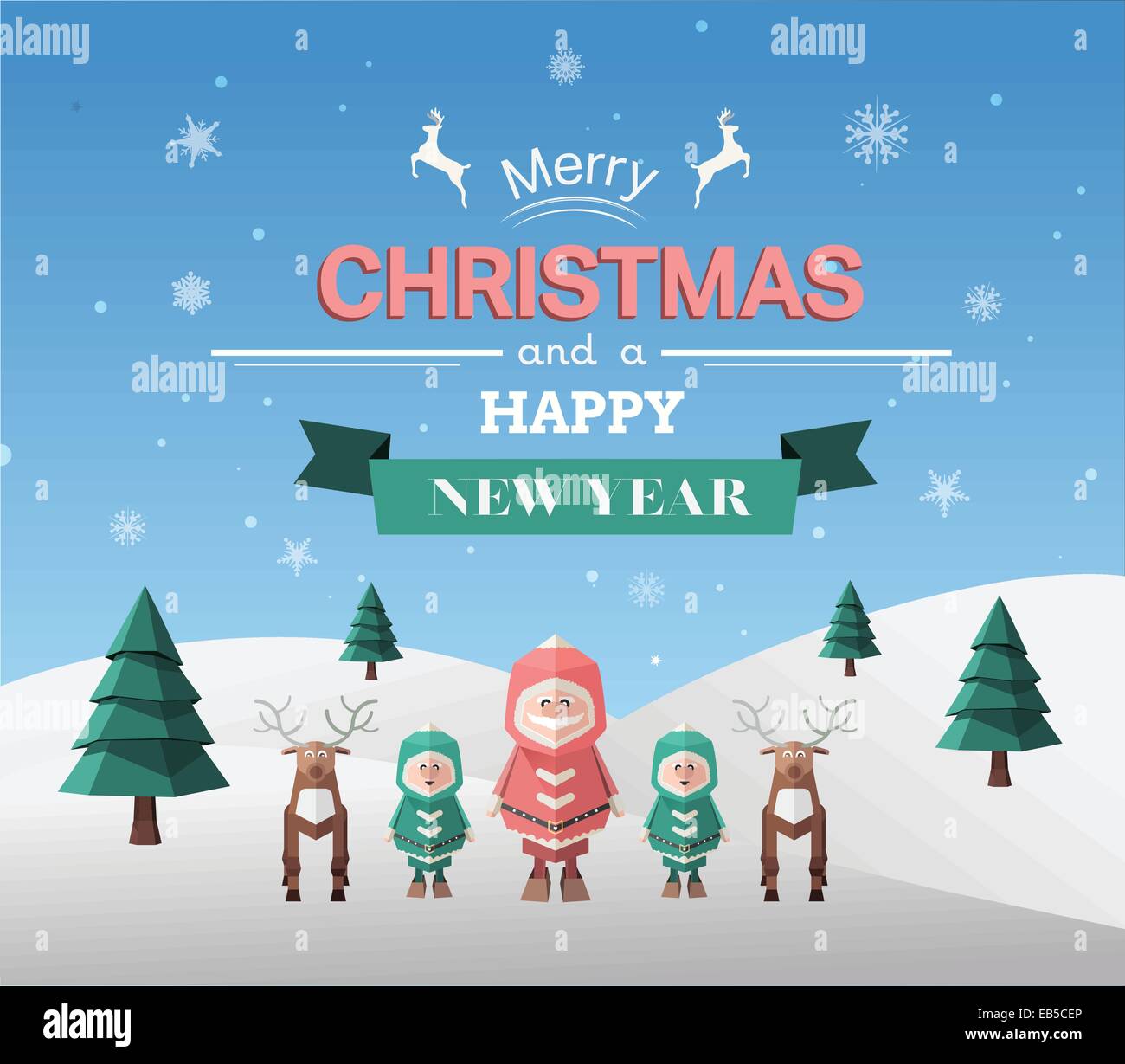 Buon Natale vettore con messaggio di saluto Illustrazione Vettoriale