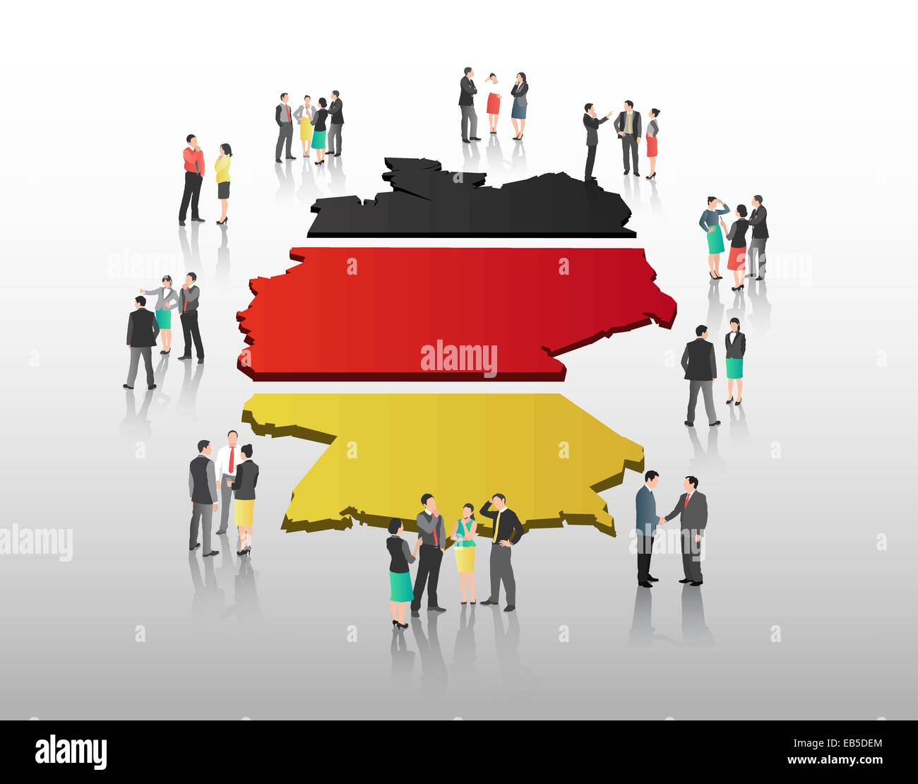 La gente di affari con il vettore di bandiera tedesca e il profilo del paese Illustrazione Vettoriale