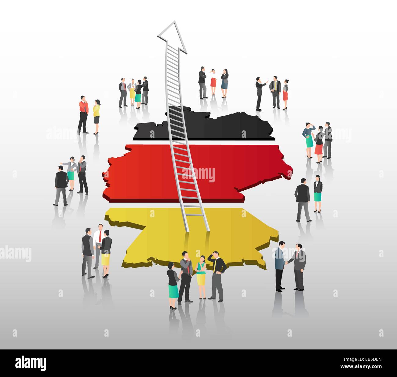 La gente di affari con il vettore di bandiera tedesca e il profilo del paese Illustrazione Vettoriale