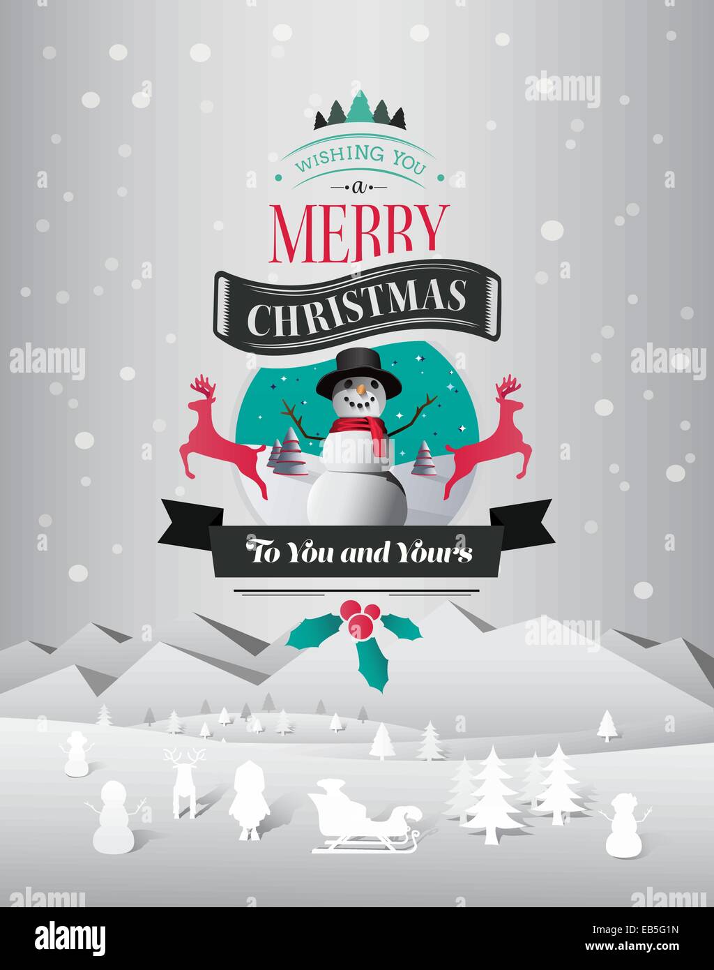Natale messaggio di saluto con il vettore di illustrazioni Illustrazione Vettoriale