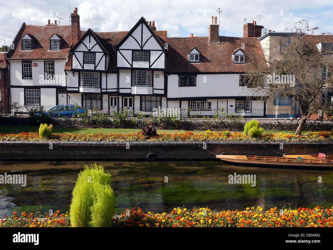 Vista ravvicinata del grande fiume Stour e Westgate giardini, Canterbury Kent Foto Stock