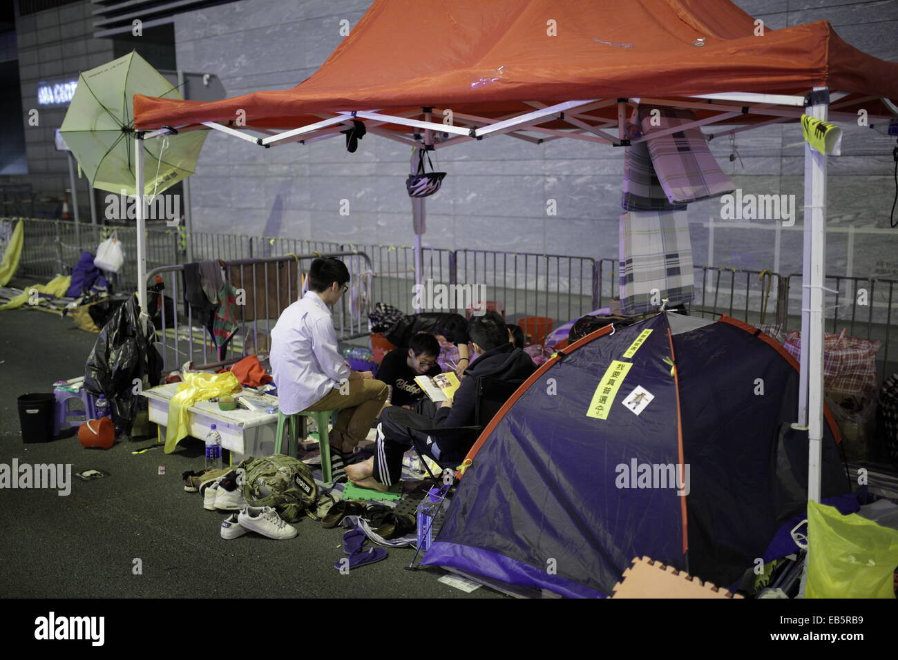 Hong Kong ombrello proteste di rivoluzione Foto Stock