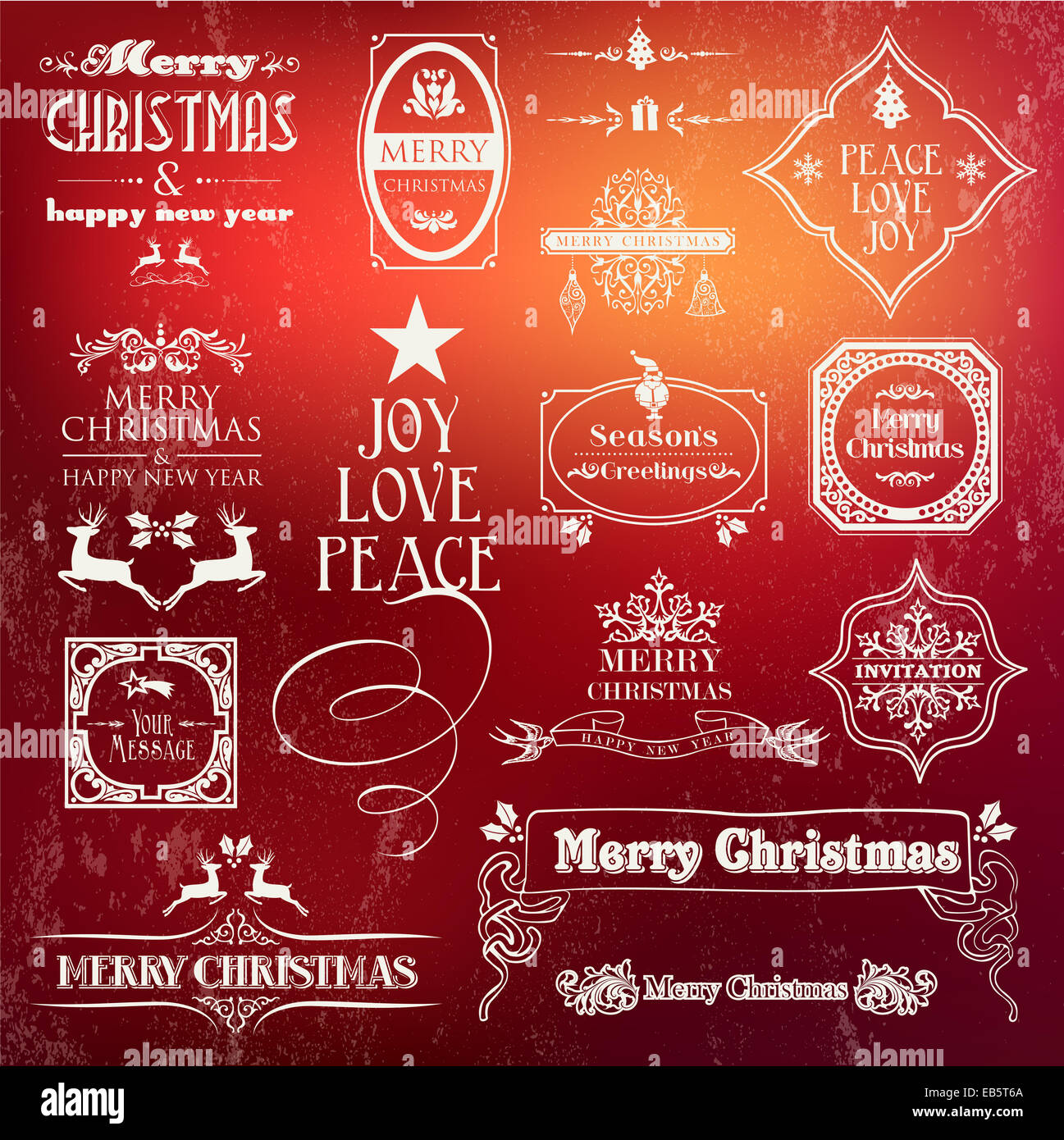 Natale etichetta vintage set. Elementi decorativi per i biglietti di auguri, poster di stampa e web design. EPS10 file vettoriale organizzati in Foto Stock