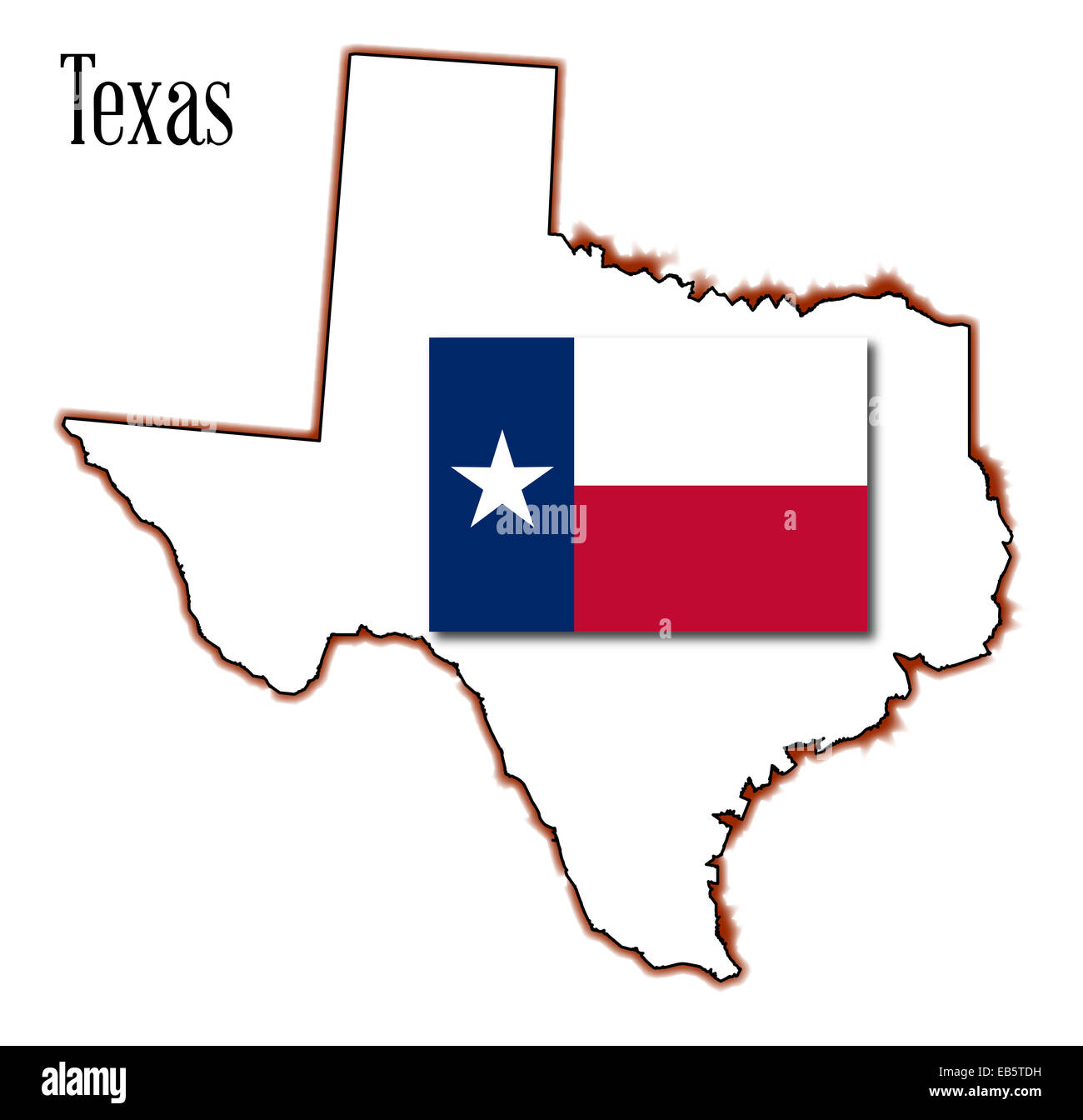 Schema dello stato del Texas con bandiera isolato Foto Stock