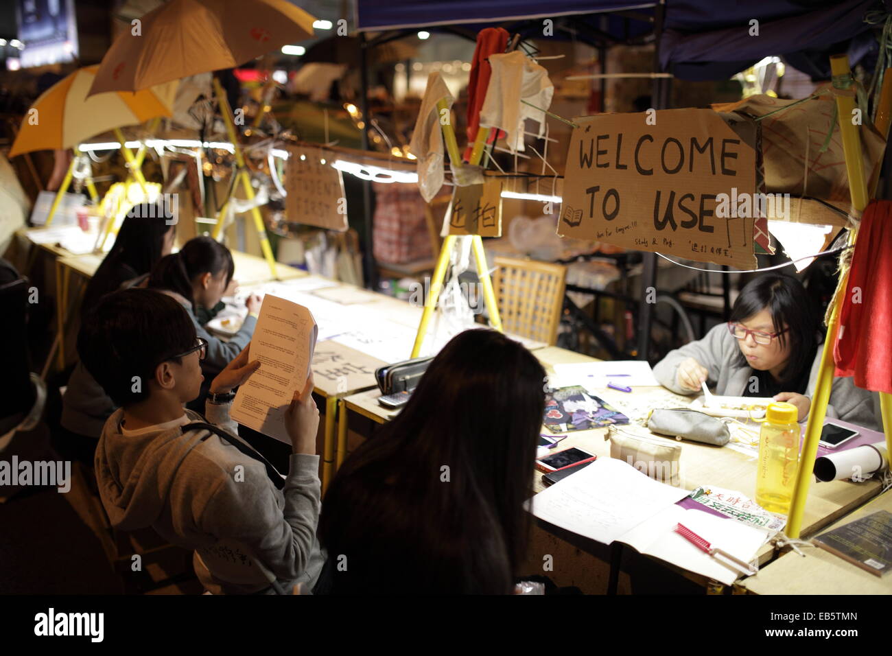 Hong Kong ombrello proteste di rivoluzione Foto Stock