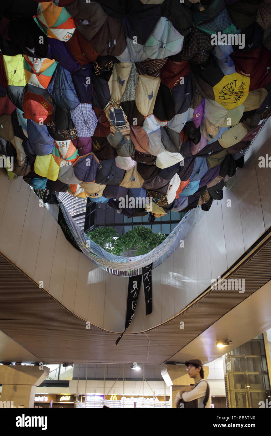 Hong Kong ombrello proteste di rivoluzione Foto Stock