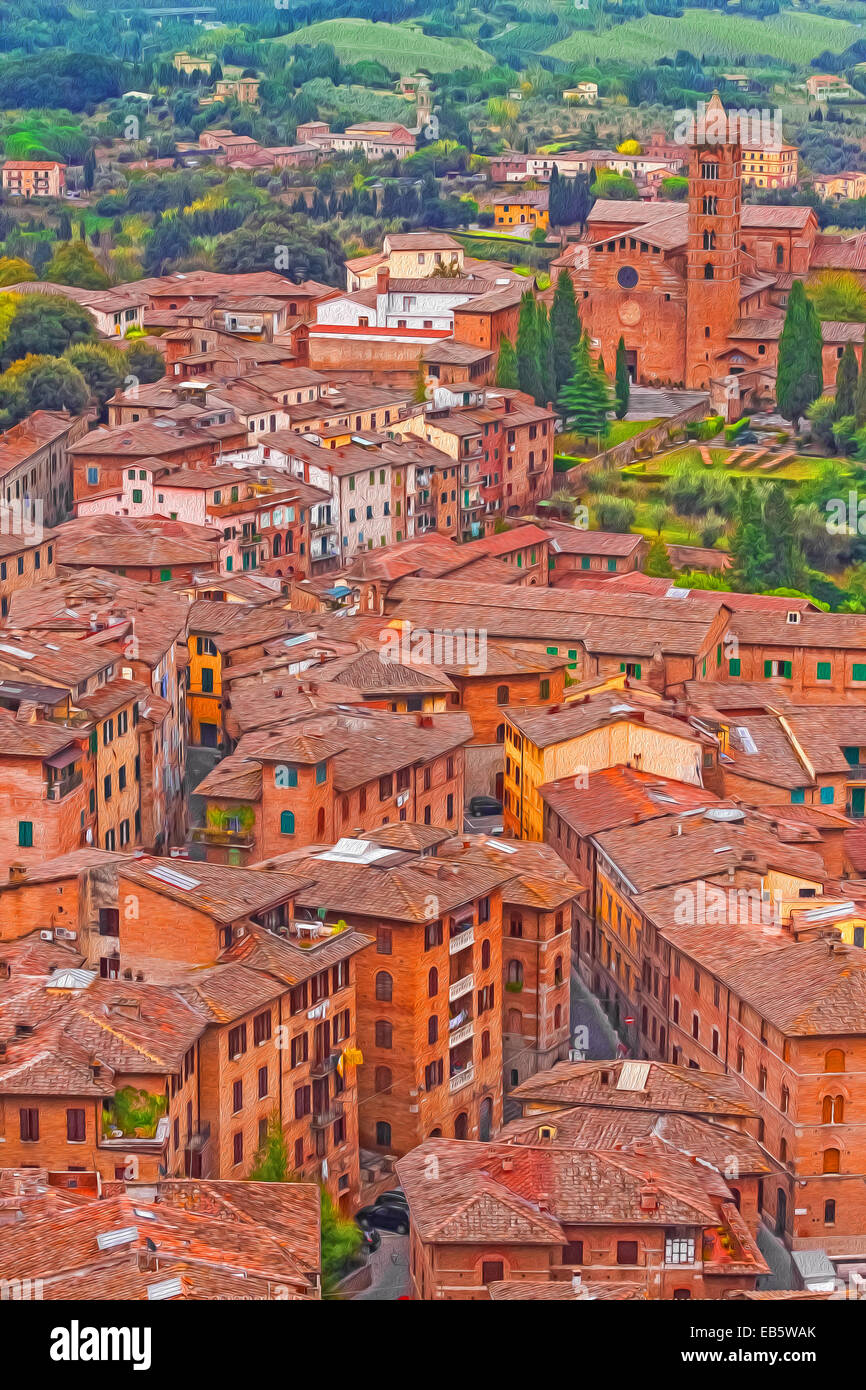 Pittura di olio filtrato foto di Siena, Italia. Foto Stock