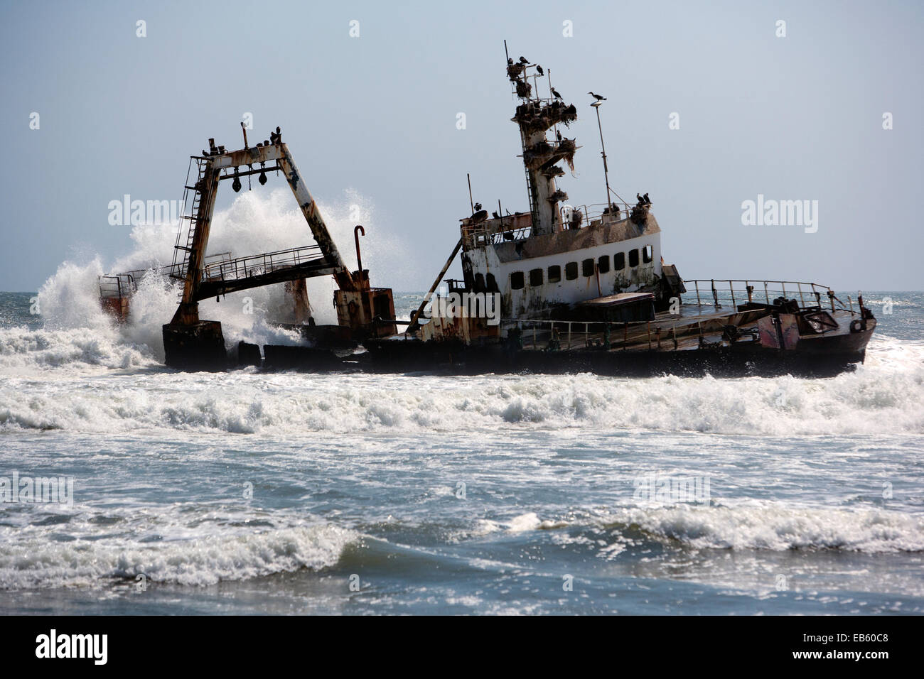 Naufragio Zeila su Skeleton Coast - a nord di Swakopmund, vicino a Henties Bay, Namibia, Africa Foto Stock