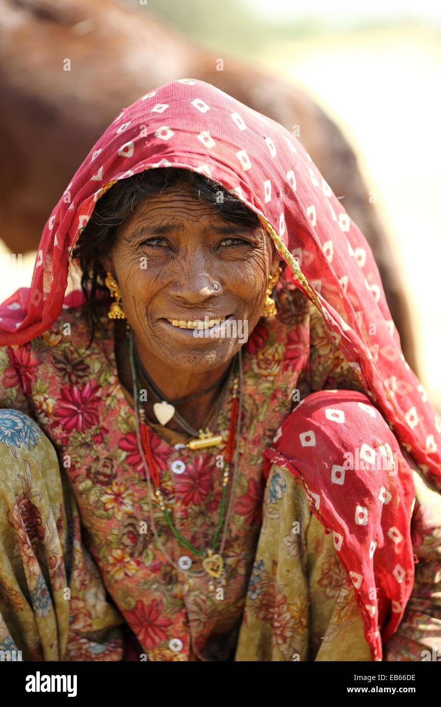 Donna indiana ritratto Rajasthan in India Foto Stock