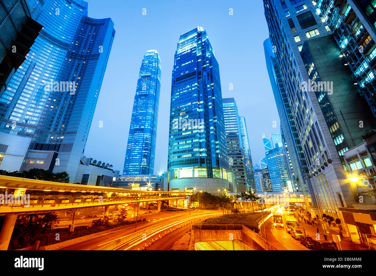 Centro internazionale delle finanze delle torri a Hong Kong Foto Stock