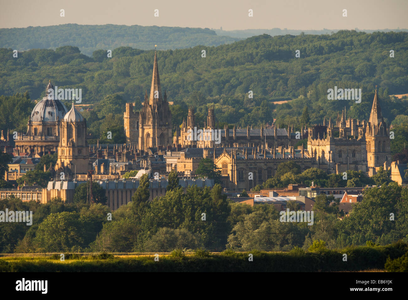 La dreaming spires di Oxford University visto dal Hinksey Hill Foto Stock