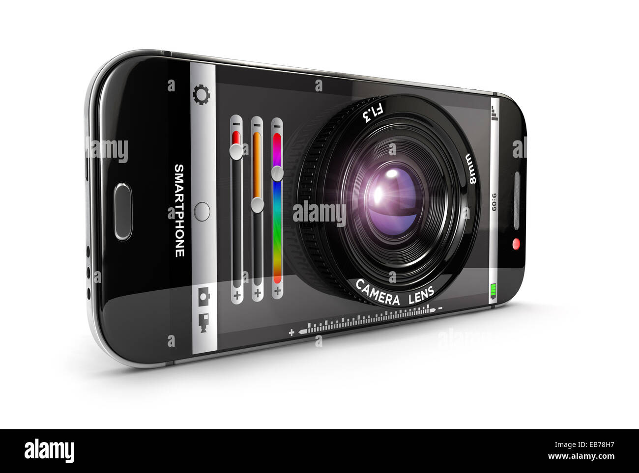 3d fotocamera dello smartphone, isolato sfondo bianco, l'immagine 3D Foto Stock