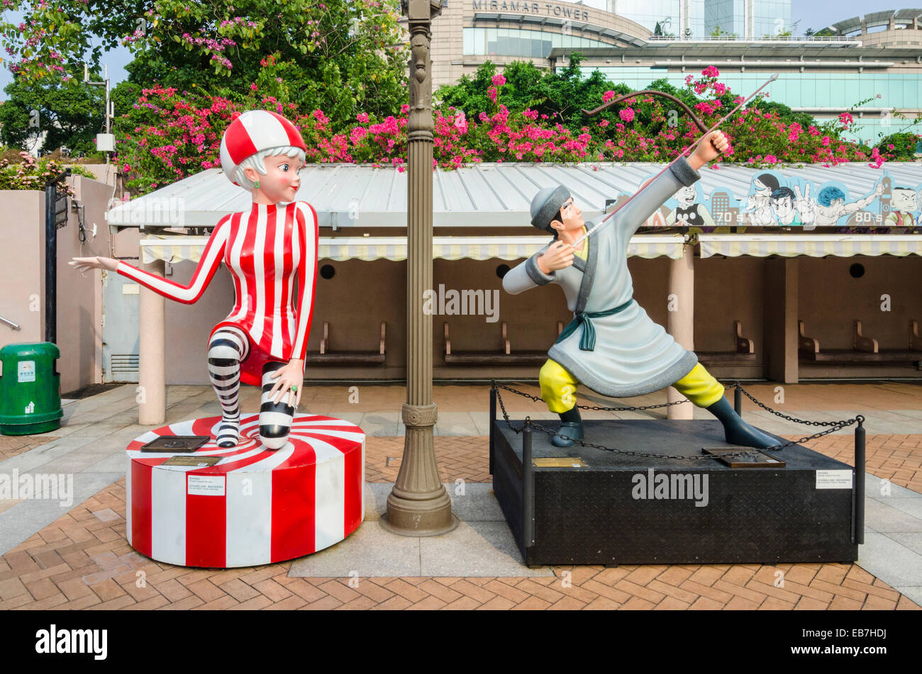 Hong Kong Avenue di fumetto di stelle nel Parco di Kowloon, Tsim Sha Tsui, Kowloon, Hong Kong, Cina Foto Stock