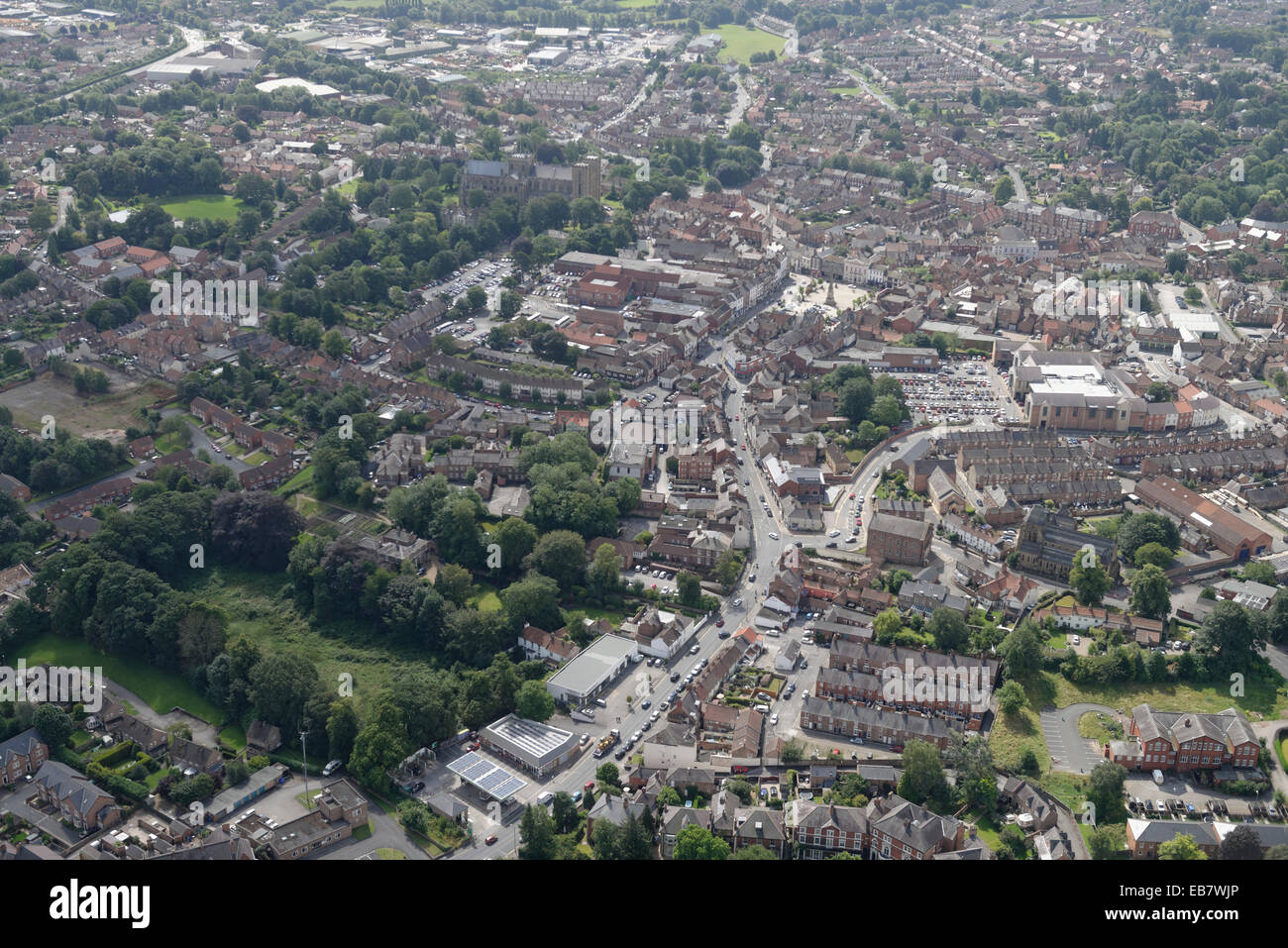 Una veduta aerea del centro di Ripon, una città nel Nord Yorkshire Foto Stock