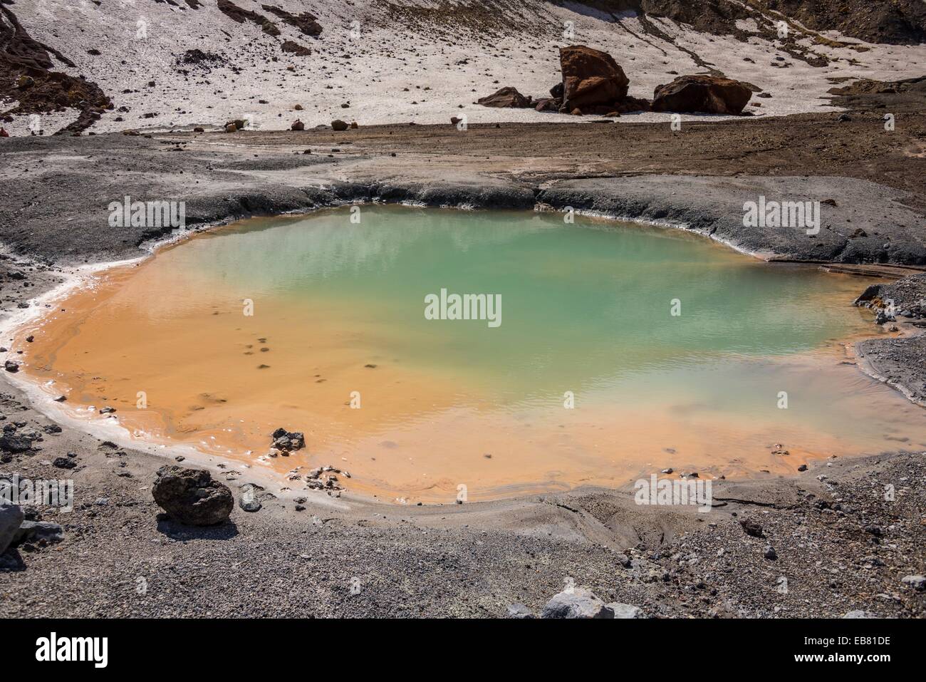 Penisola di Kamchatka - vulcano Mutnovsky - - Mutnovski - Estate - Sulphu - Zolfo - fumarole - Agosto 2014 Foto Stock