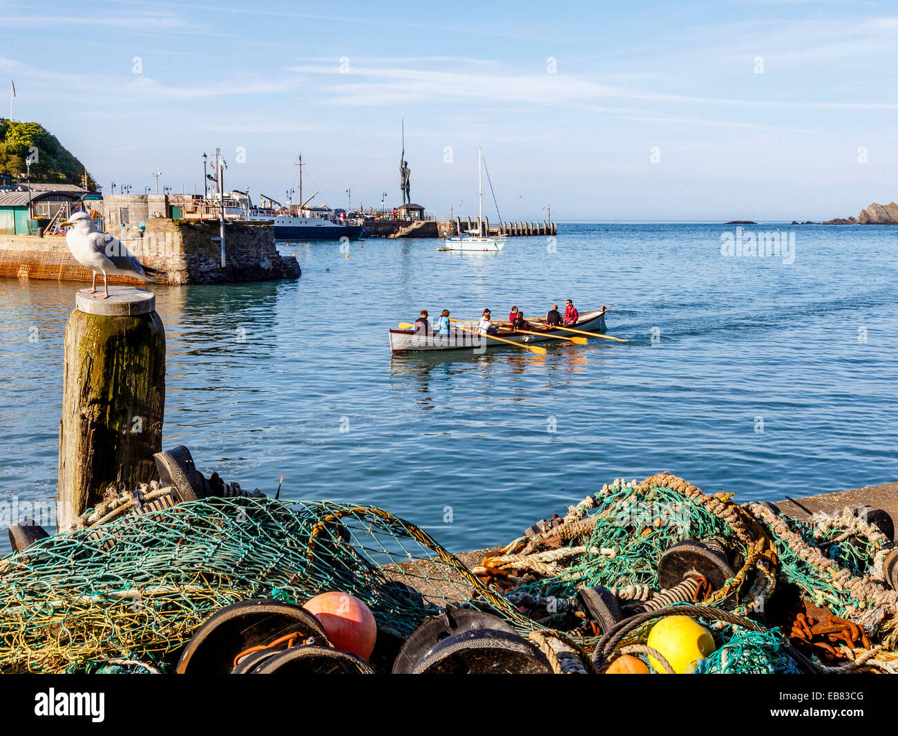 Gig in voga Ifracombe porto dopo una serata pratica fila Foto Stock