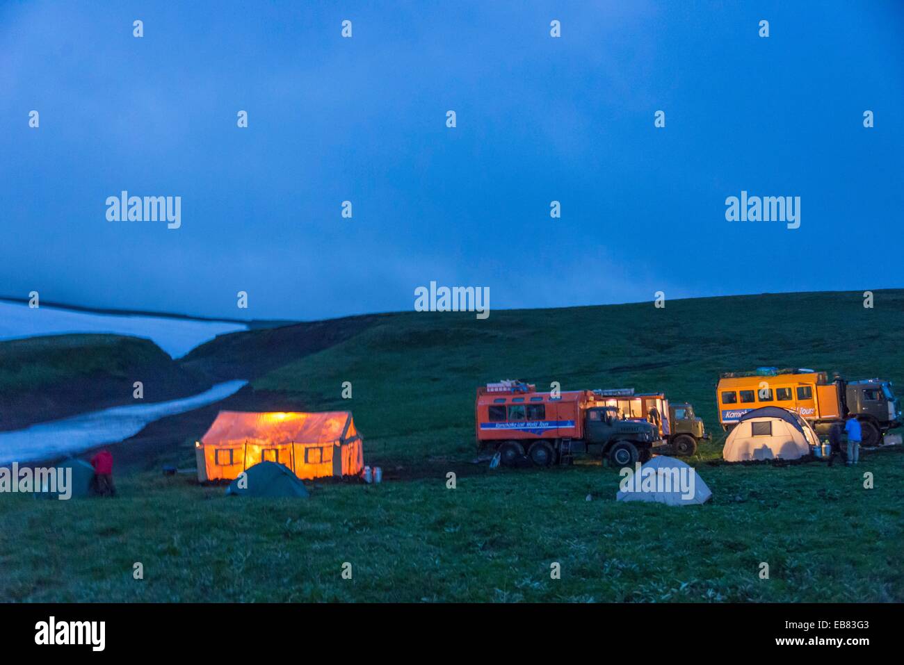 Penisola di Kamchatka - vulcano Mutnovsky - - base camp - Agosto 2014 Foto Stock