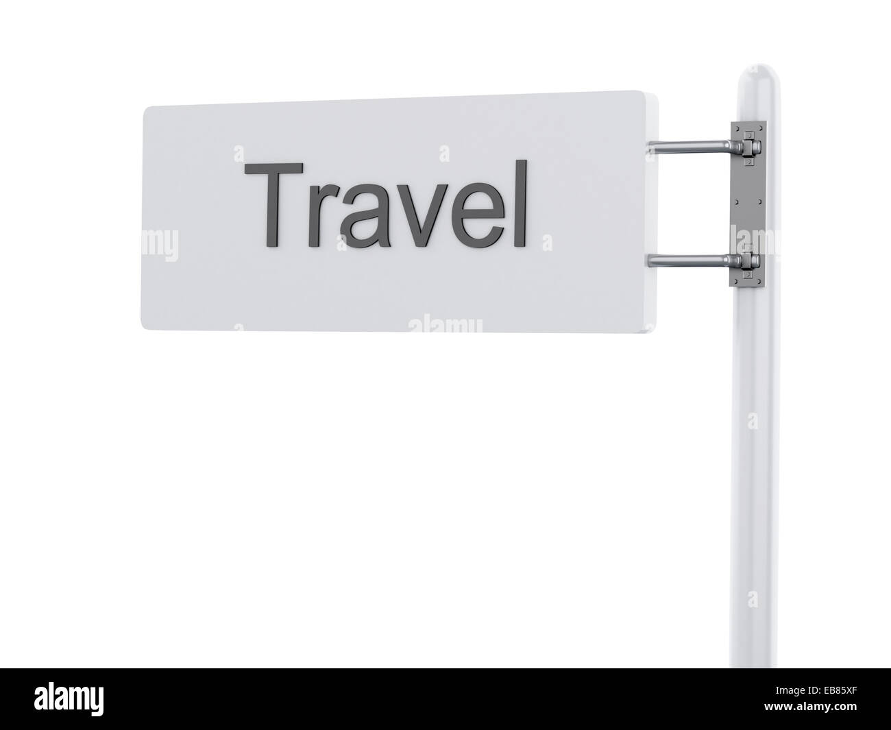 Immagine del 3D renderer illustrazione. Autostrada segno, la prossima uscita di viaggio. Isolato su sfondo bianco. Foto Stock