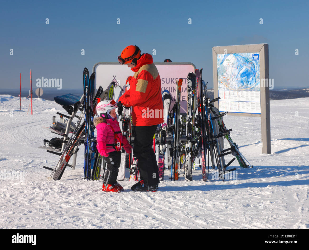 Finlandia ski center Pyhä, Lapponia Foto Stock